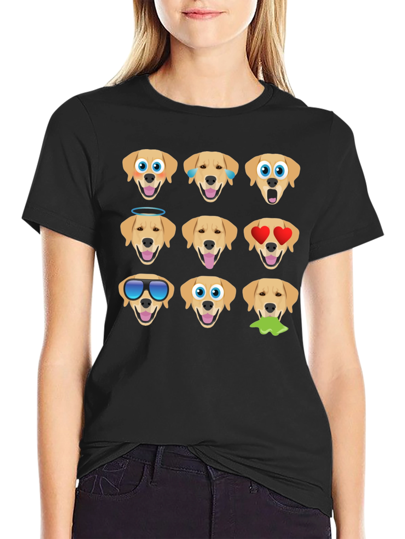 Black Emoji Dog Graphic Tee - Black Cotton Blend view 2