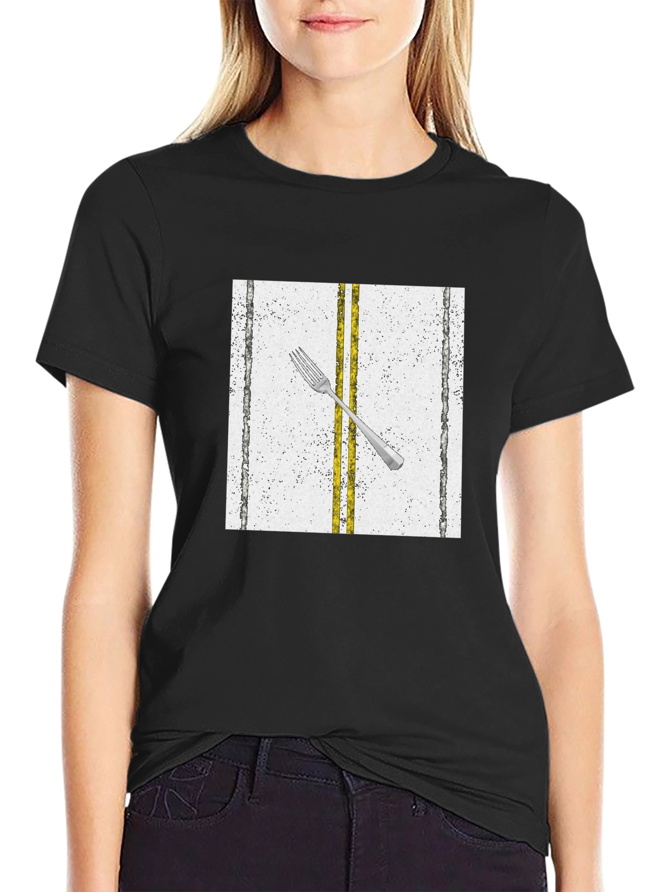 Black Fork in the Road Graphic Tee - Black view 2