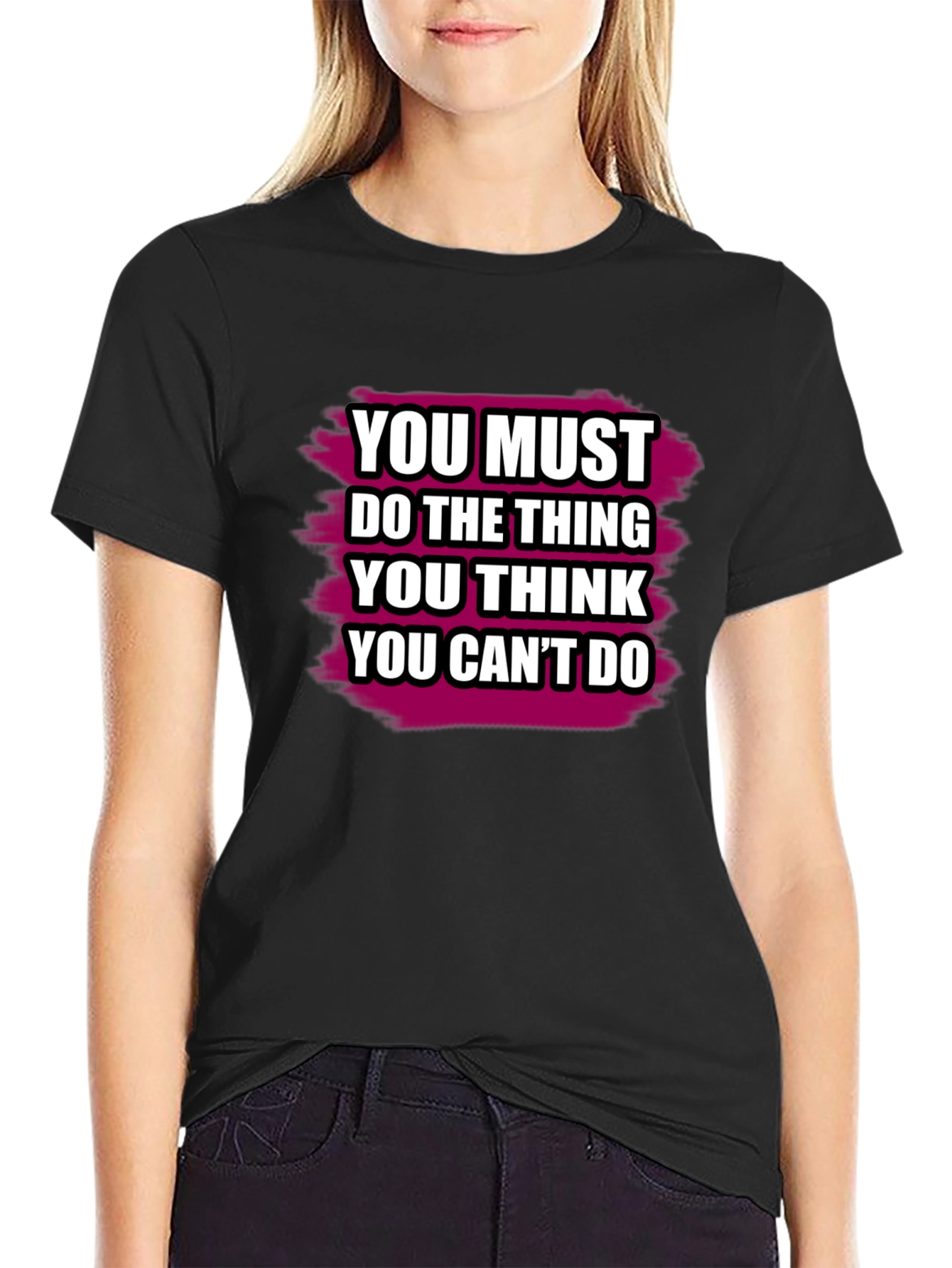 Black Motivational Quote T-Shirt - You Can Do It! view 2