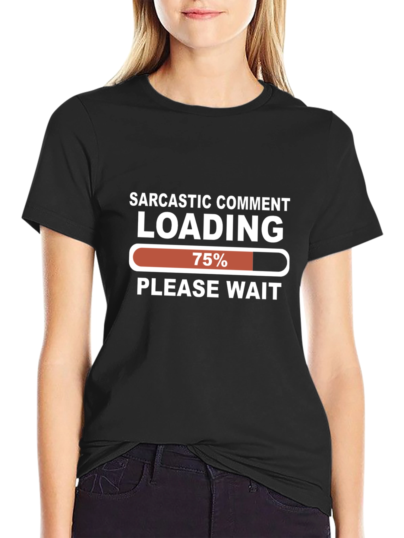 Black Sarcastic Comment Loading T-Shirt - Funny Graphic Tee view 2