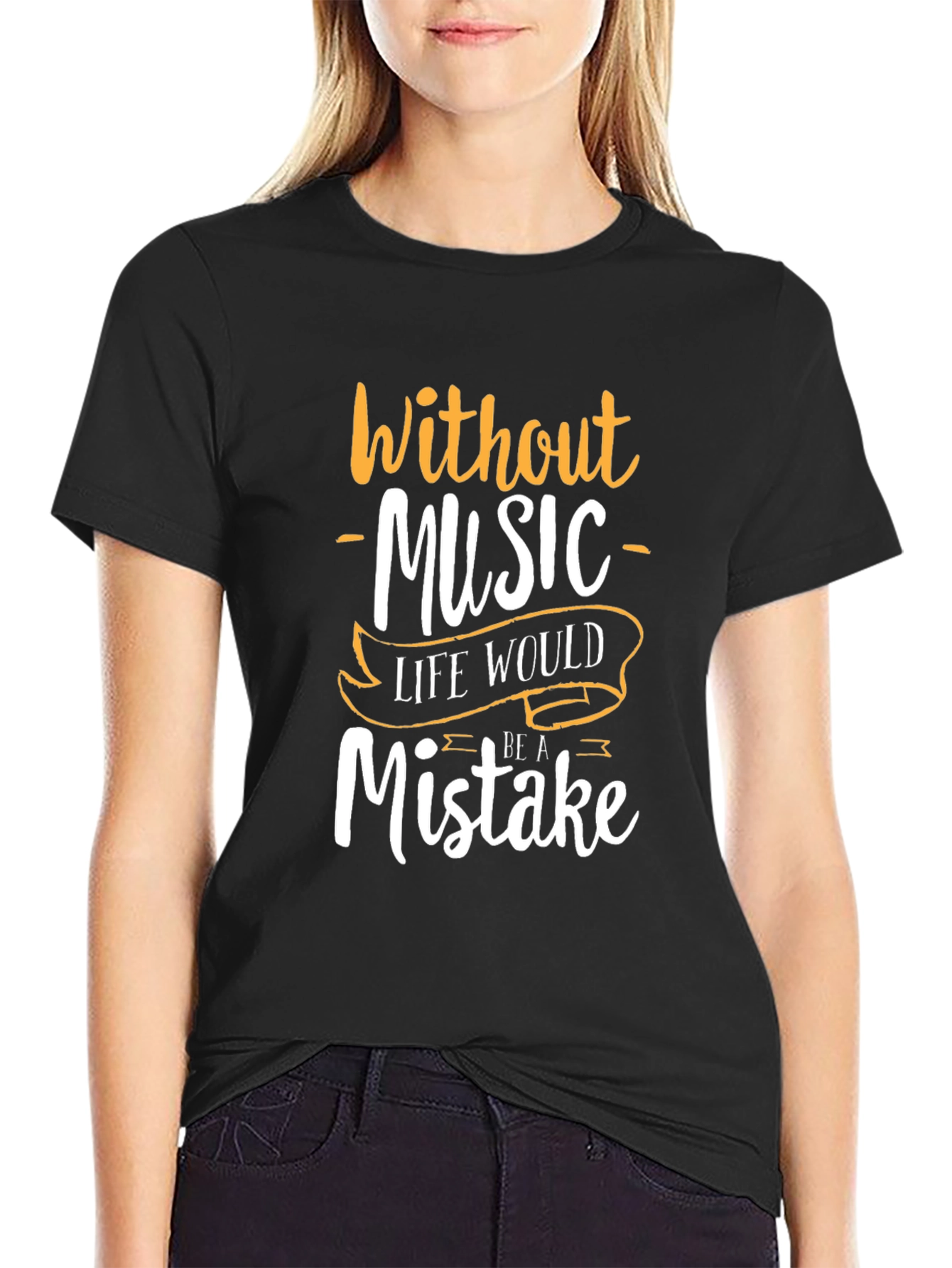 Black Music Lover T-Shirt: Life Without Music is a Mistake view 2