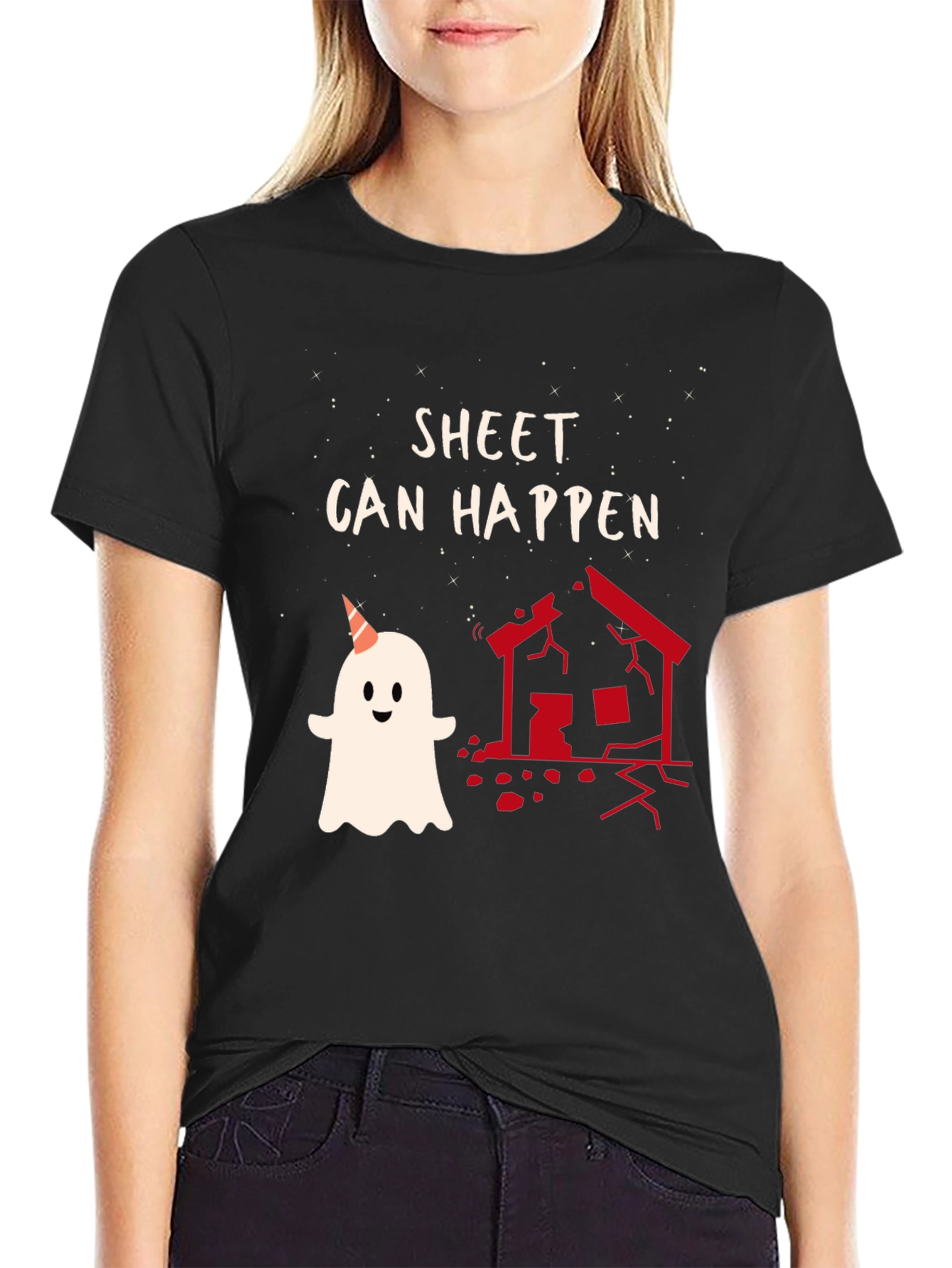 Black Sheet Can Happen Funny Ghost T-Shirt view 2