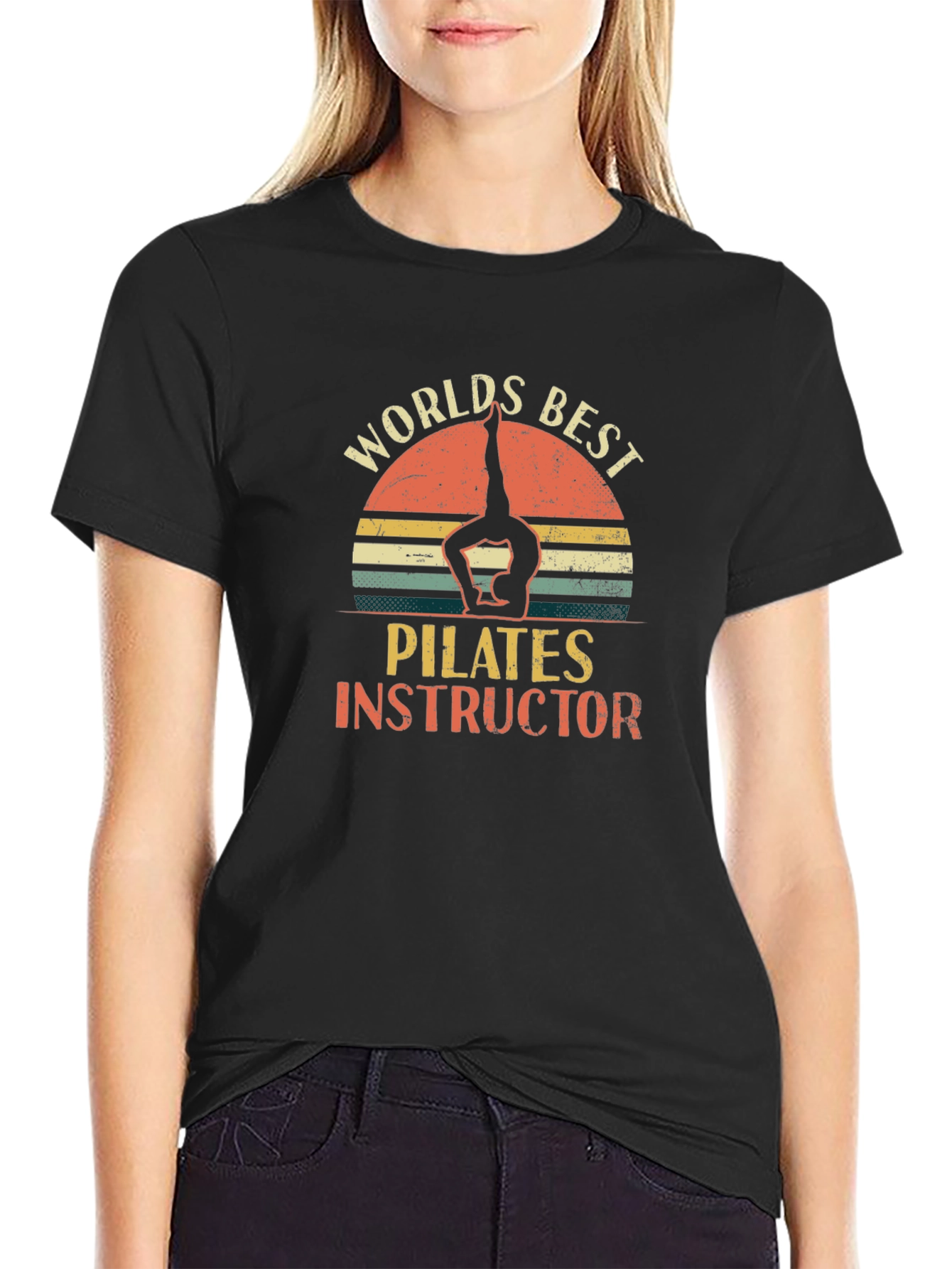 Black World's Best Pilates Instructor T-Shirt view 2