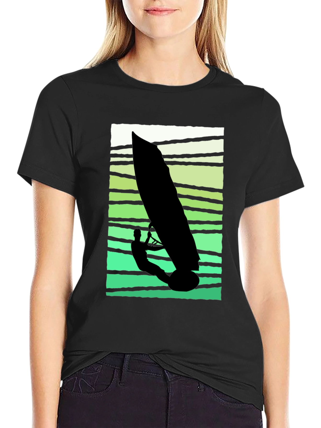Black Windsurfer Graphic Tee - Cool Summer Vibes view 2