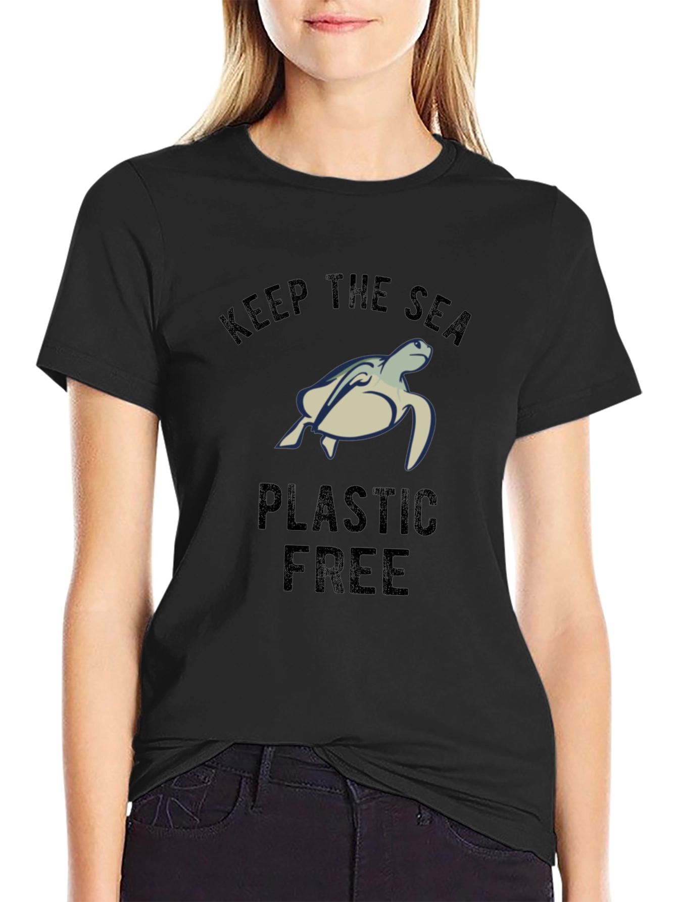 Black Keep The Sea Plastic Free T-Shirt view 2