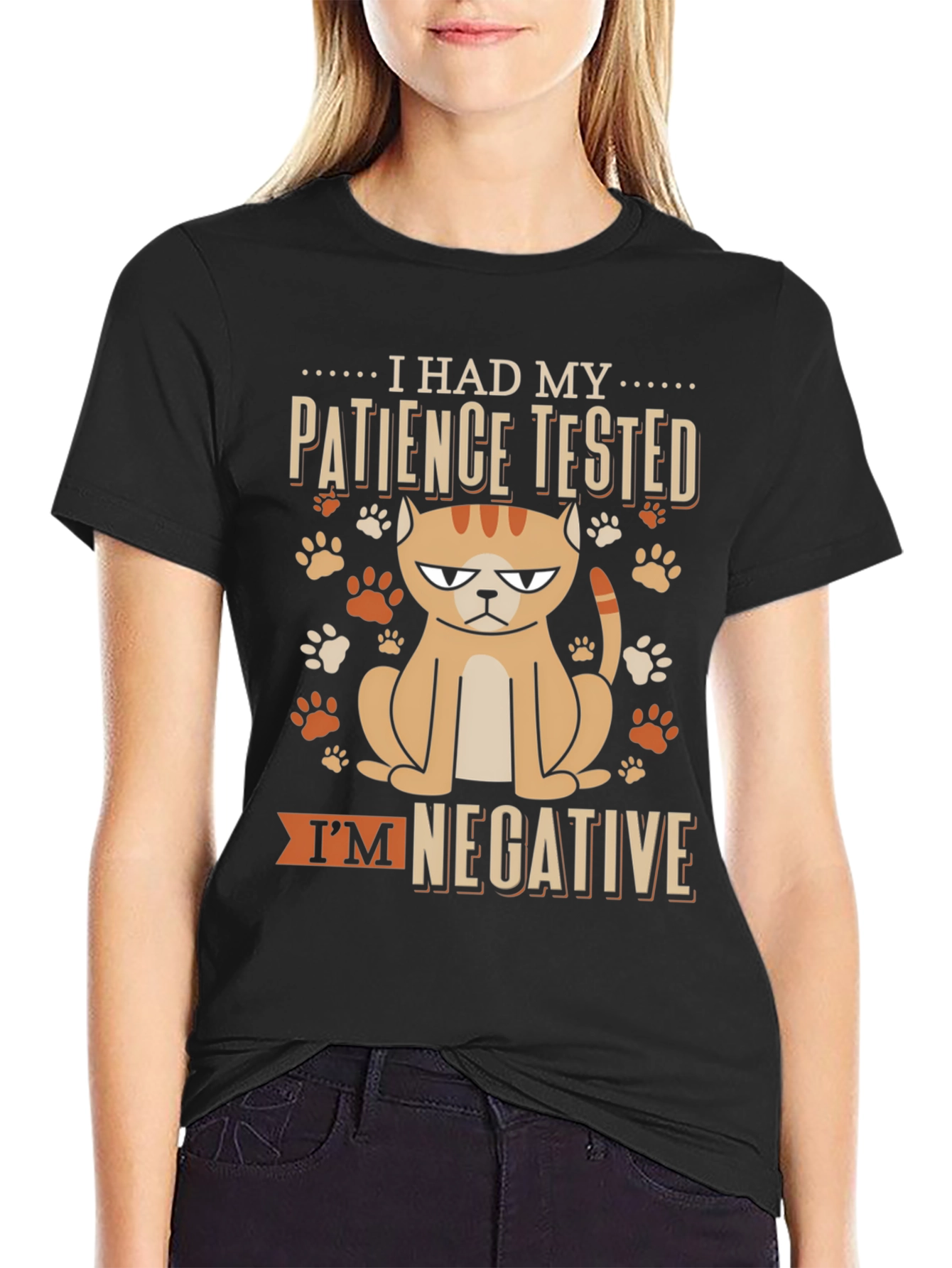 Black Patience Tested Cat Graphic Tee view 2