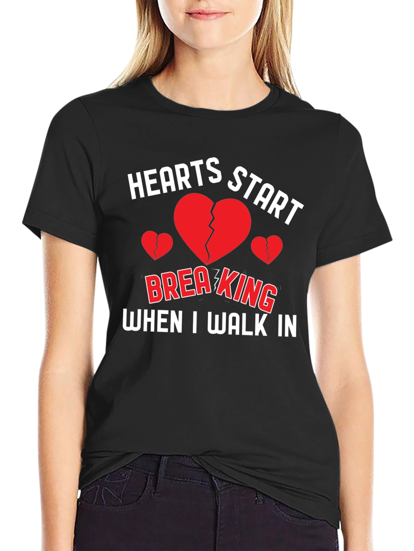 Black Hearts Start Breaking Funny Graphic Tee view 2