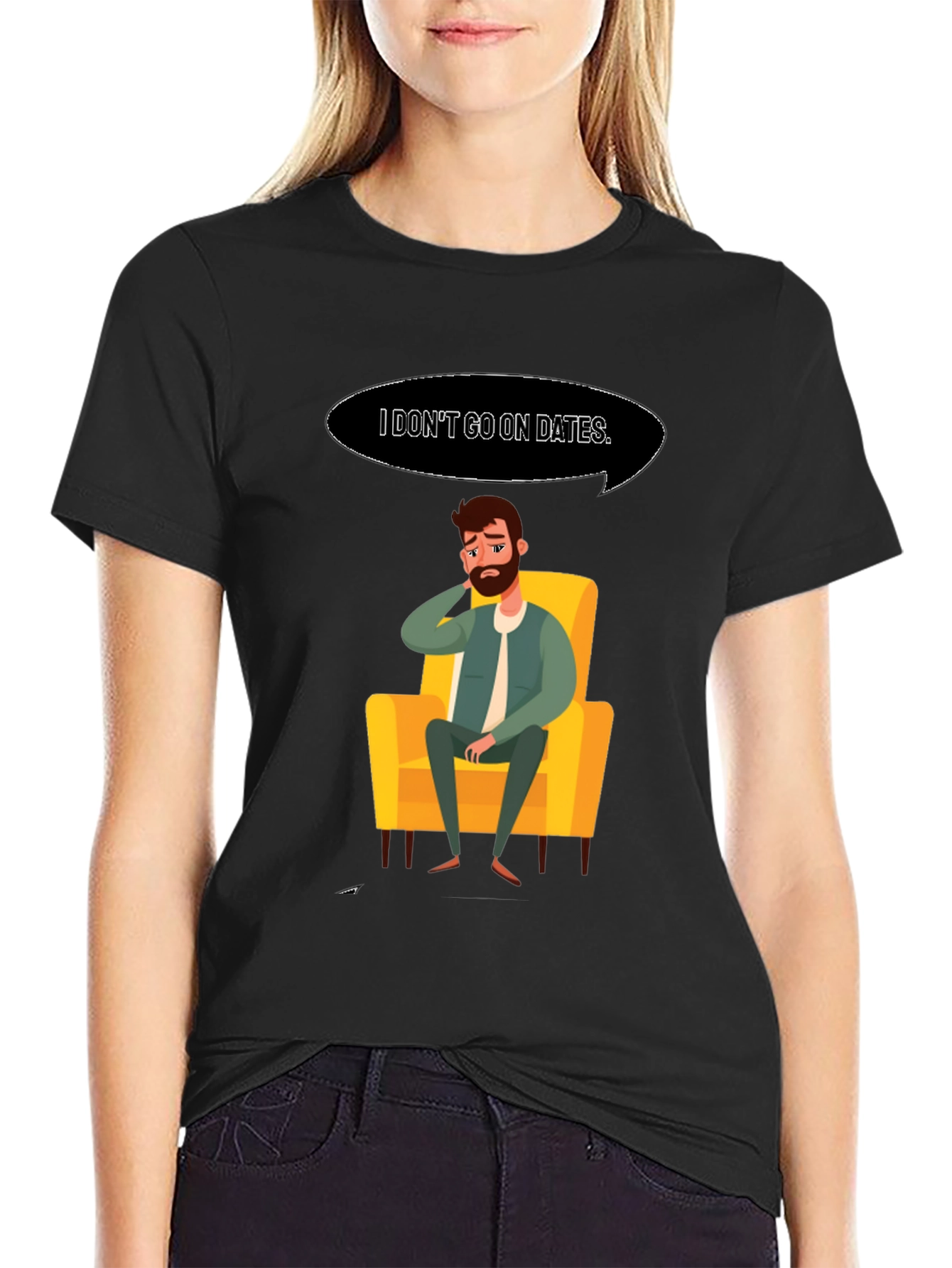 Black Men's "I Don't Go On Dates" Graphic Tee view 2