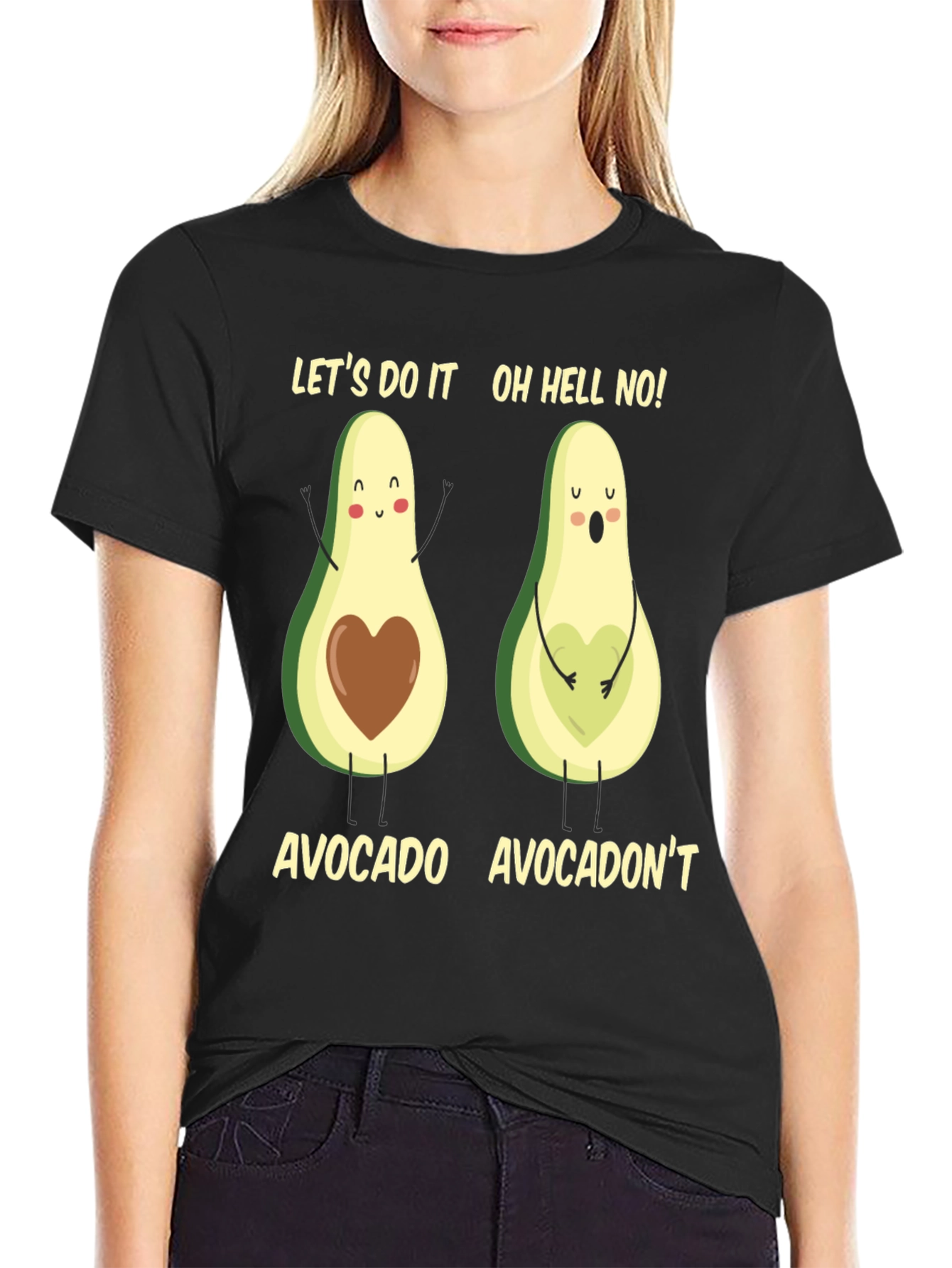 Black Avocado Pun T-Shirt: Let's Do It! Avocadon't! view 2