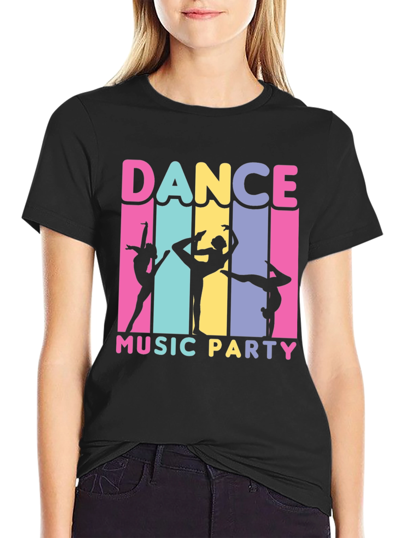 Black Dance Music Party Graphic T-Shirt view 2