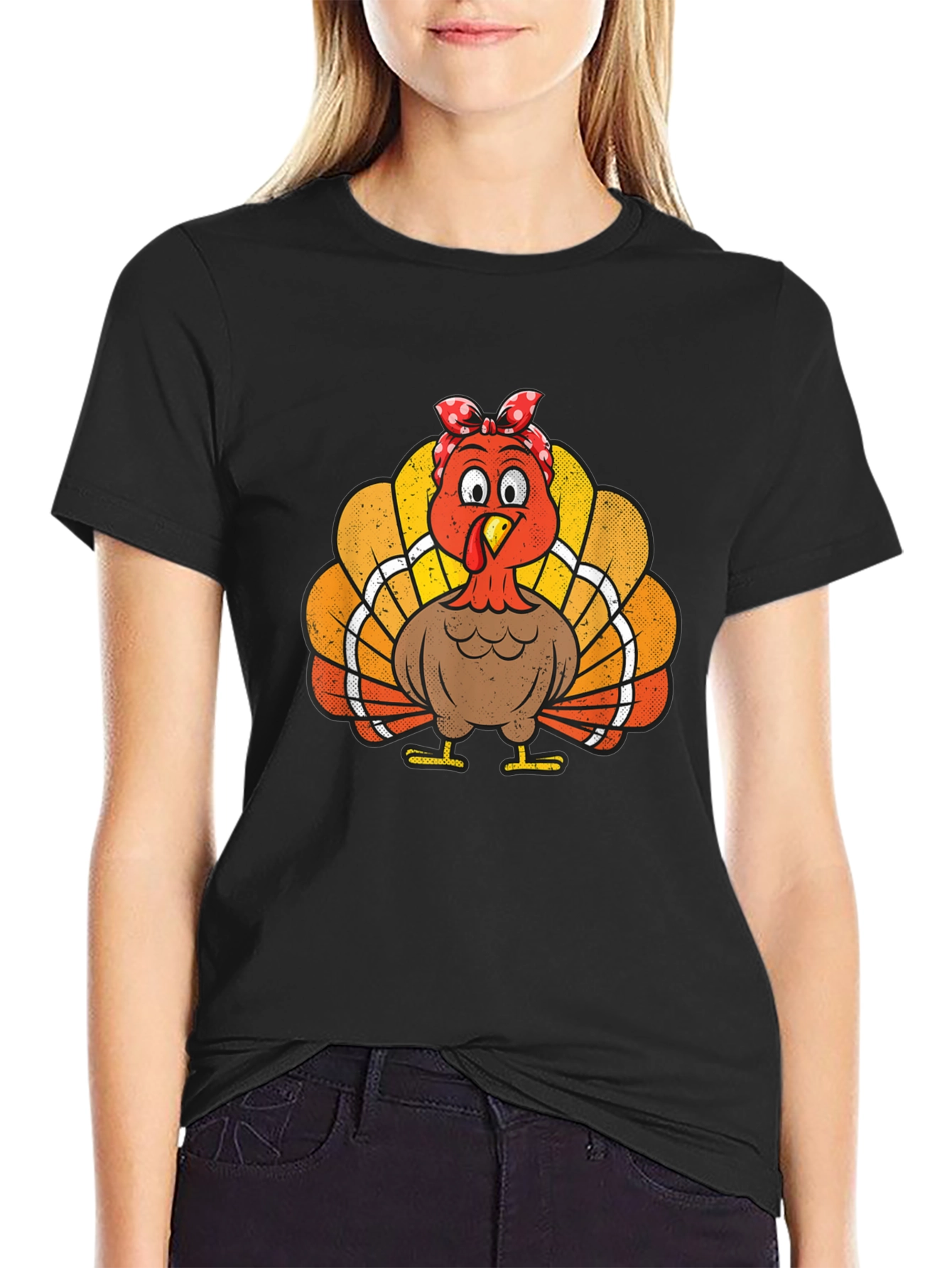 Black Thanksgiving Turkey Bandana T-Shirt view 2