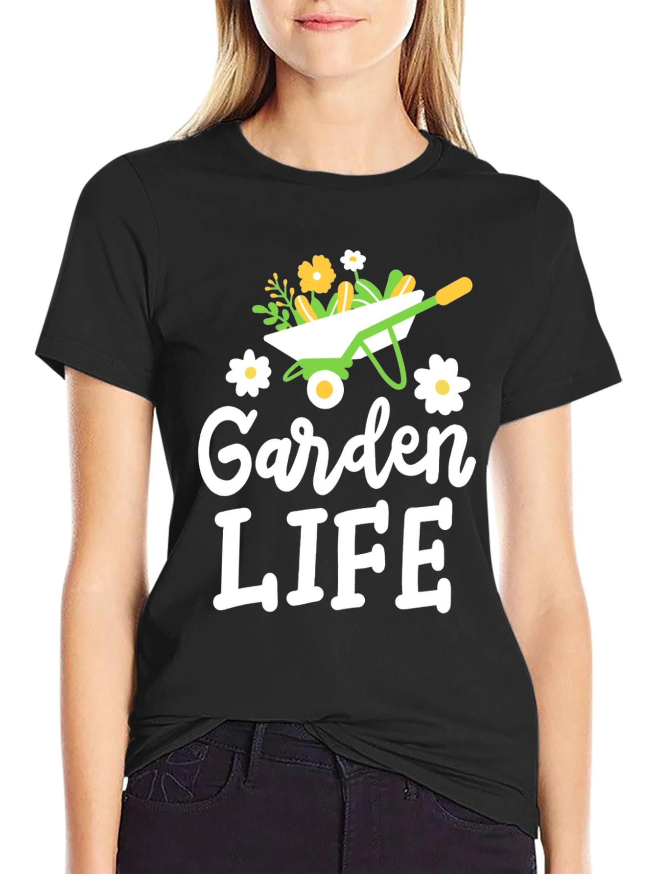 Black Garden Life Graphic Tee - Gardening Lover's T-Shirt view 2