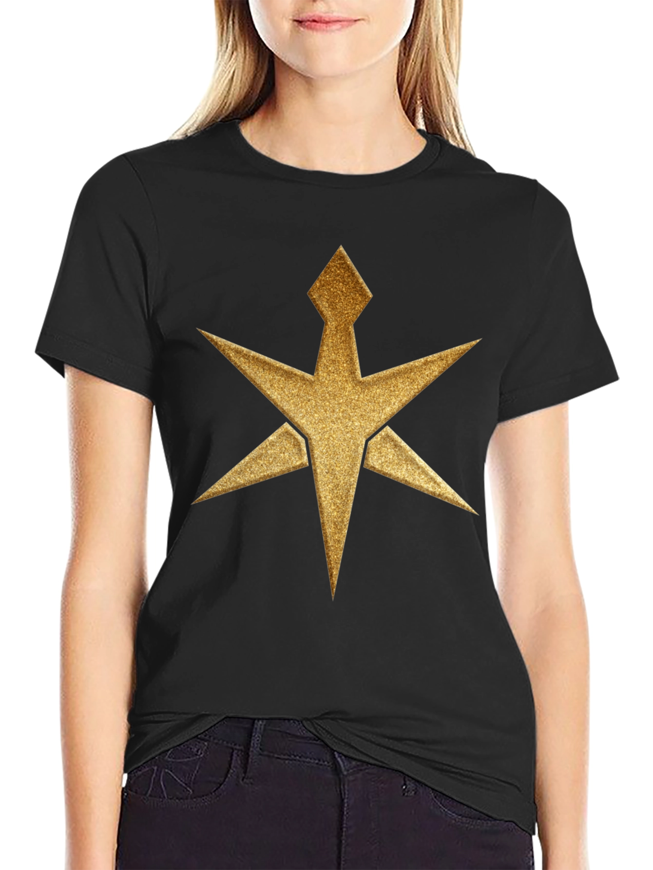 Black Gold Starburst Graphic Tee - Black Cotton Blend view 2