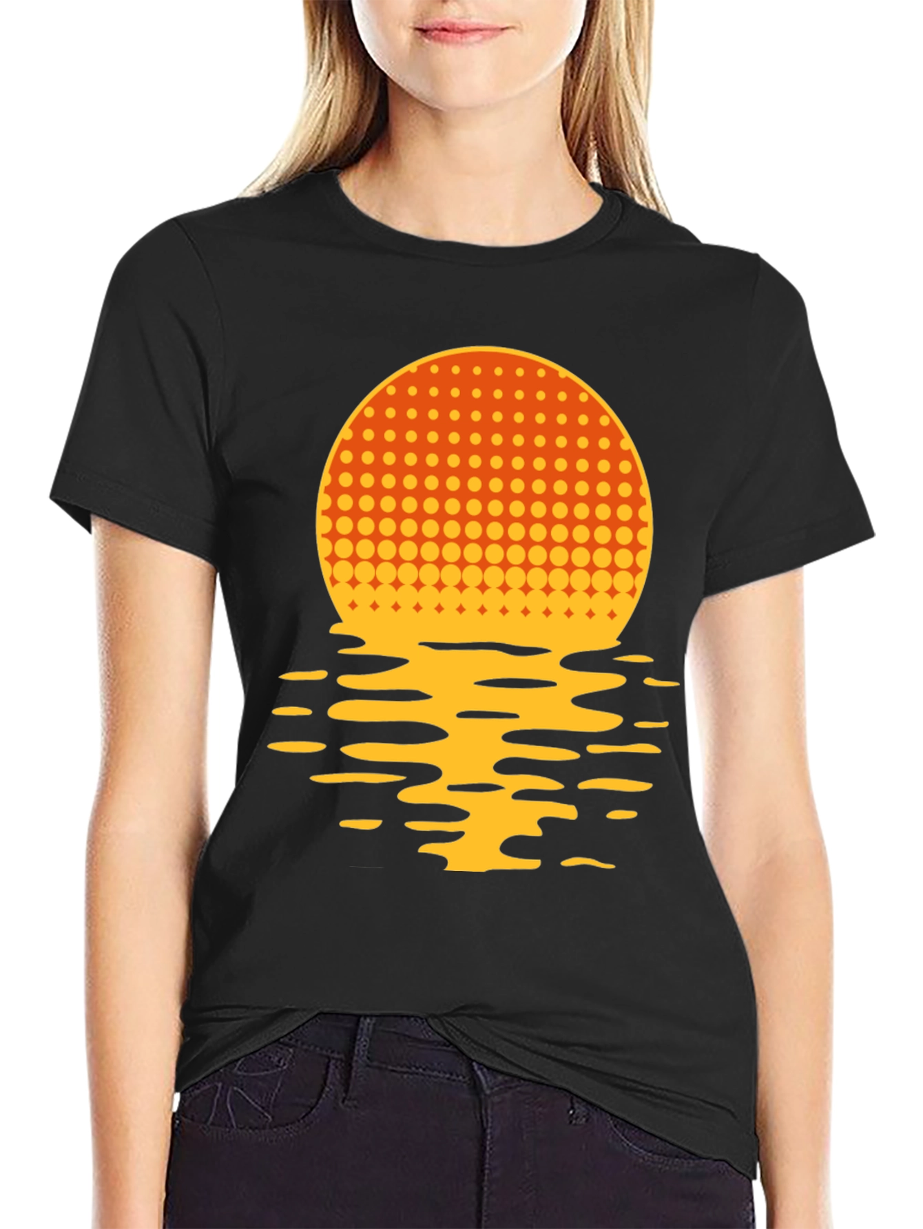 Black Sunset Reflection Graphic T-Shirt view 2