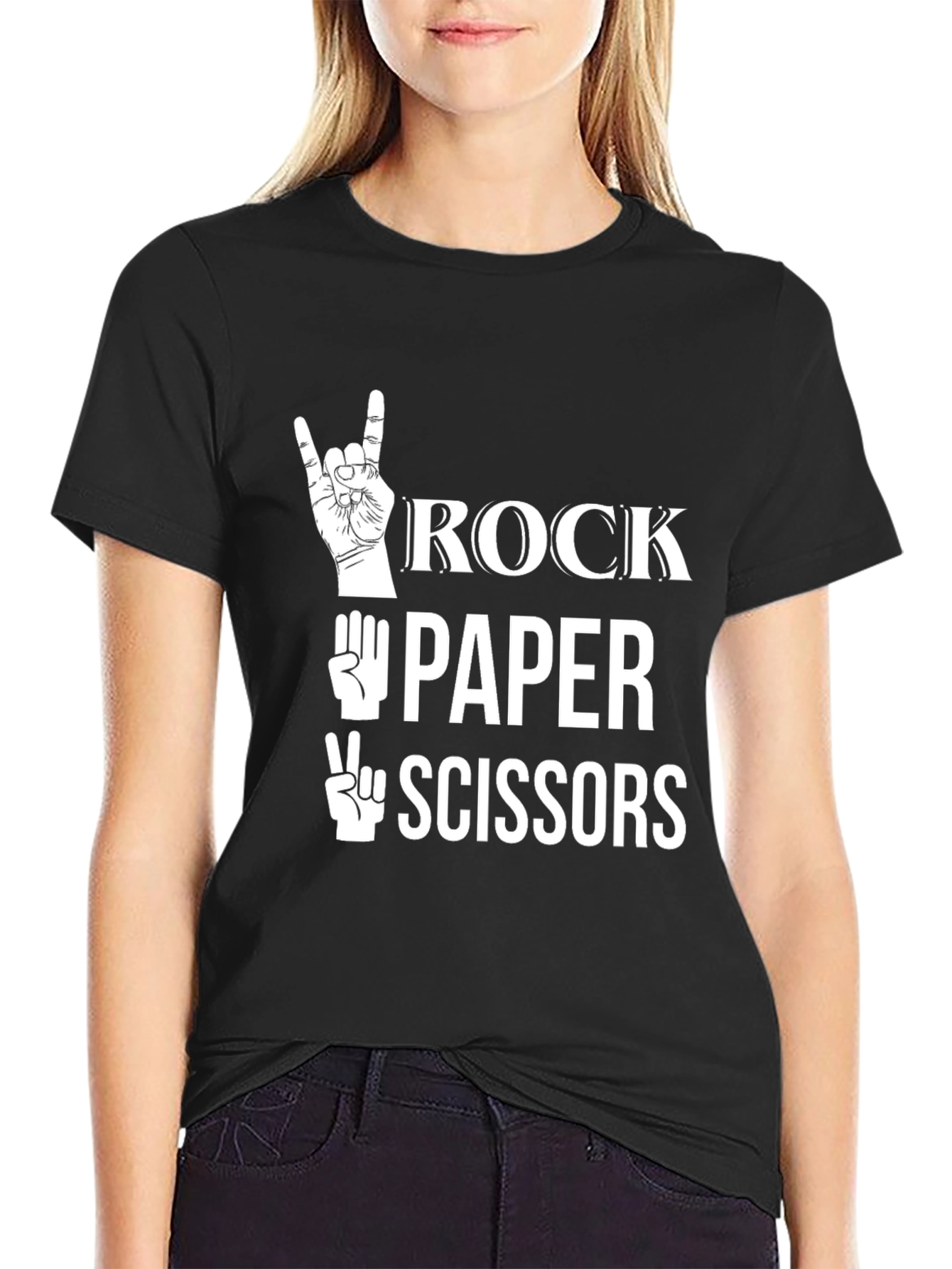 Black Rock Paper Scissors Graphic Tee - Black T-Shirt view 2