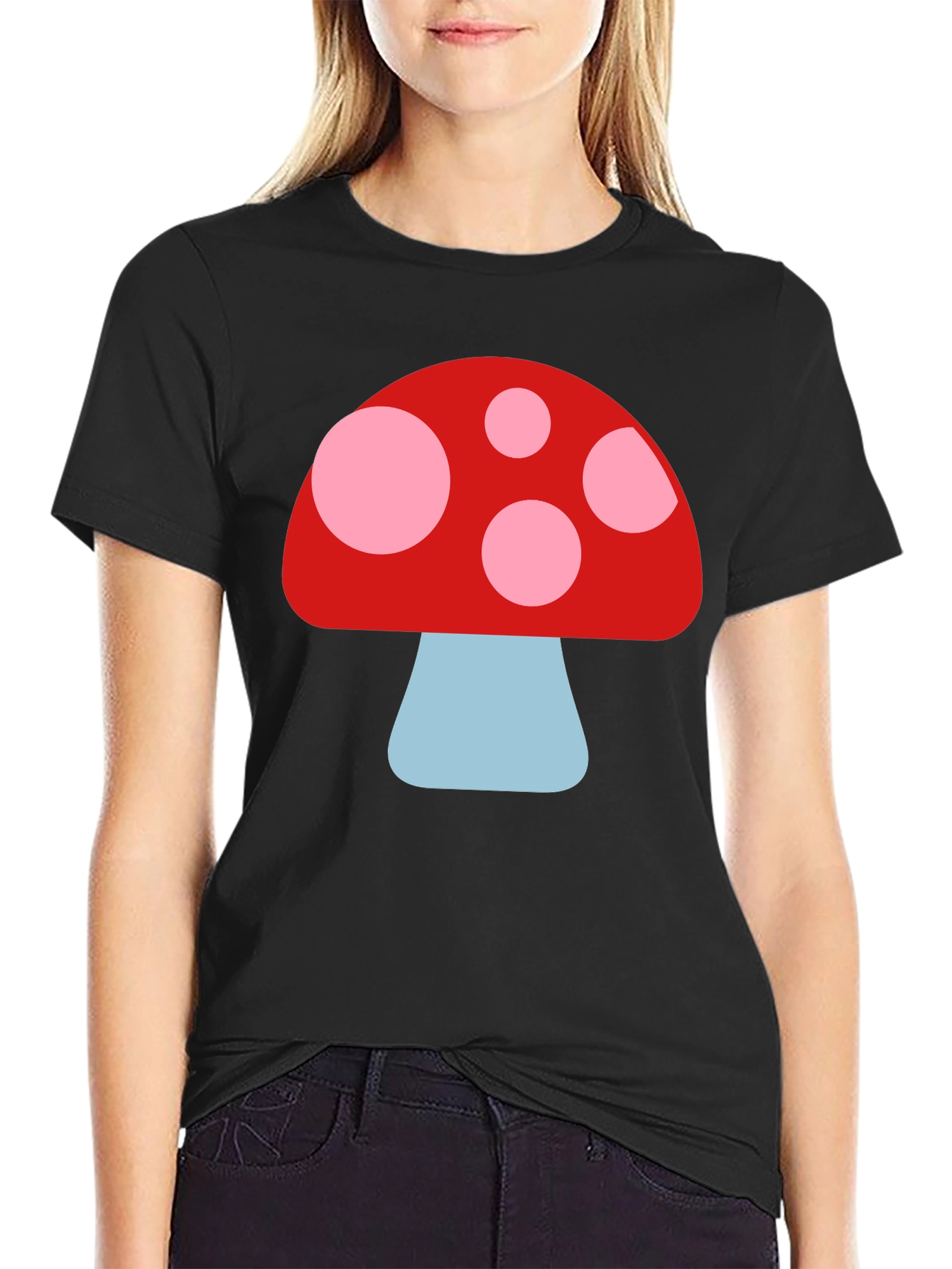 Black Mushroom Graphic Tee - Fun, Unique Design view 2
