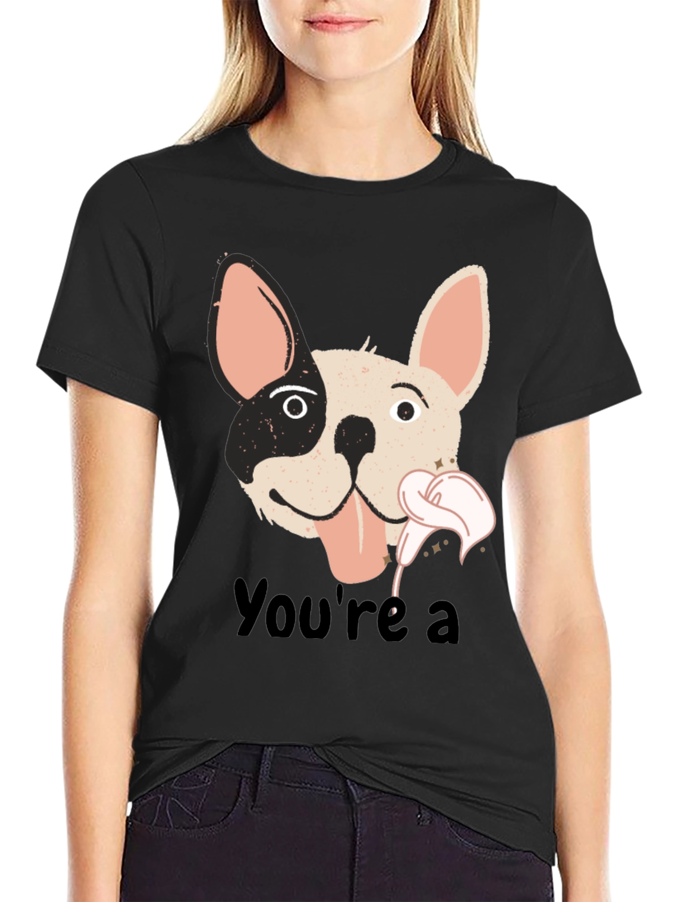 Black You're a Dog T-Shirt - Black Cotton Blend view 2