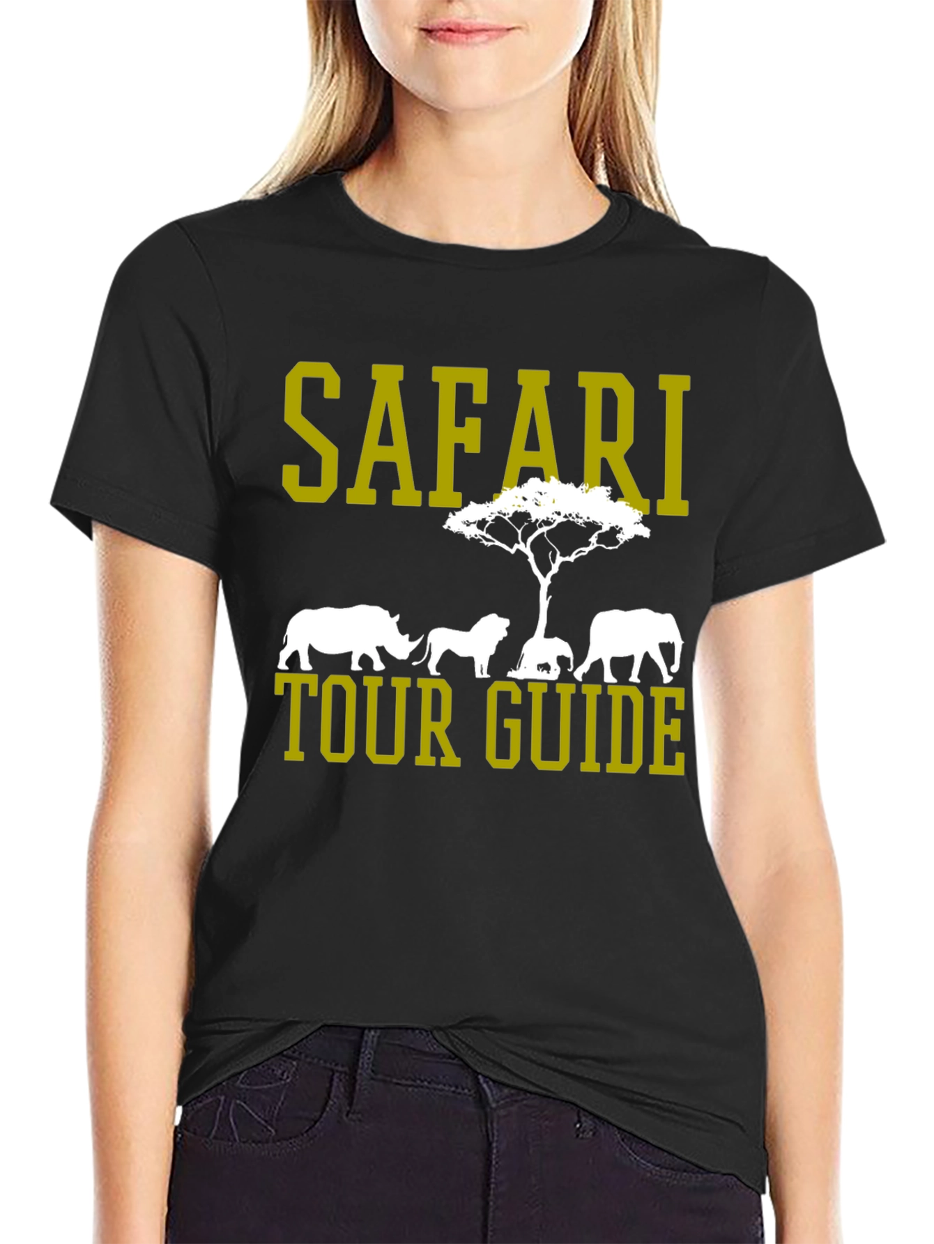 Black Safari Tour Guide Crew Neck T-Shirt view 2