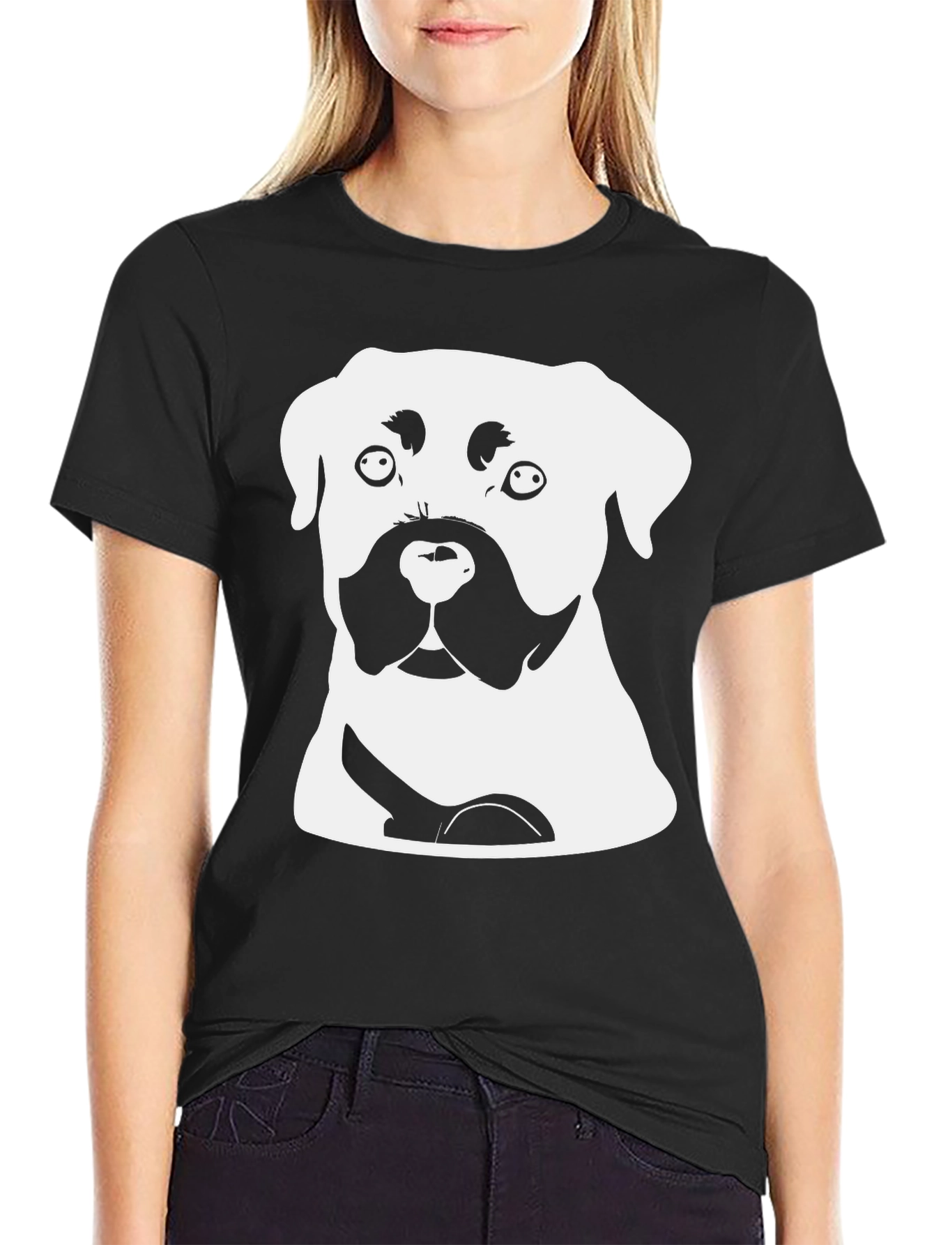 Black Dog Graphic Tee - Black Crew Neck Cotton T-Shirt view 2