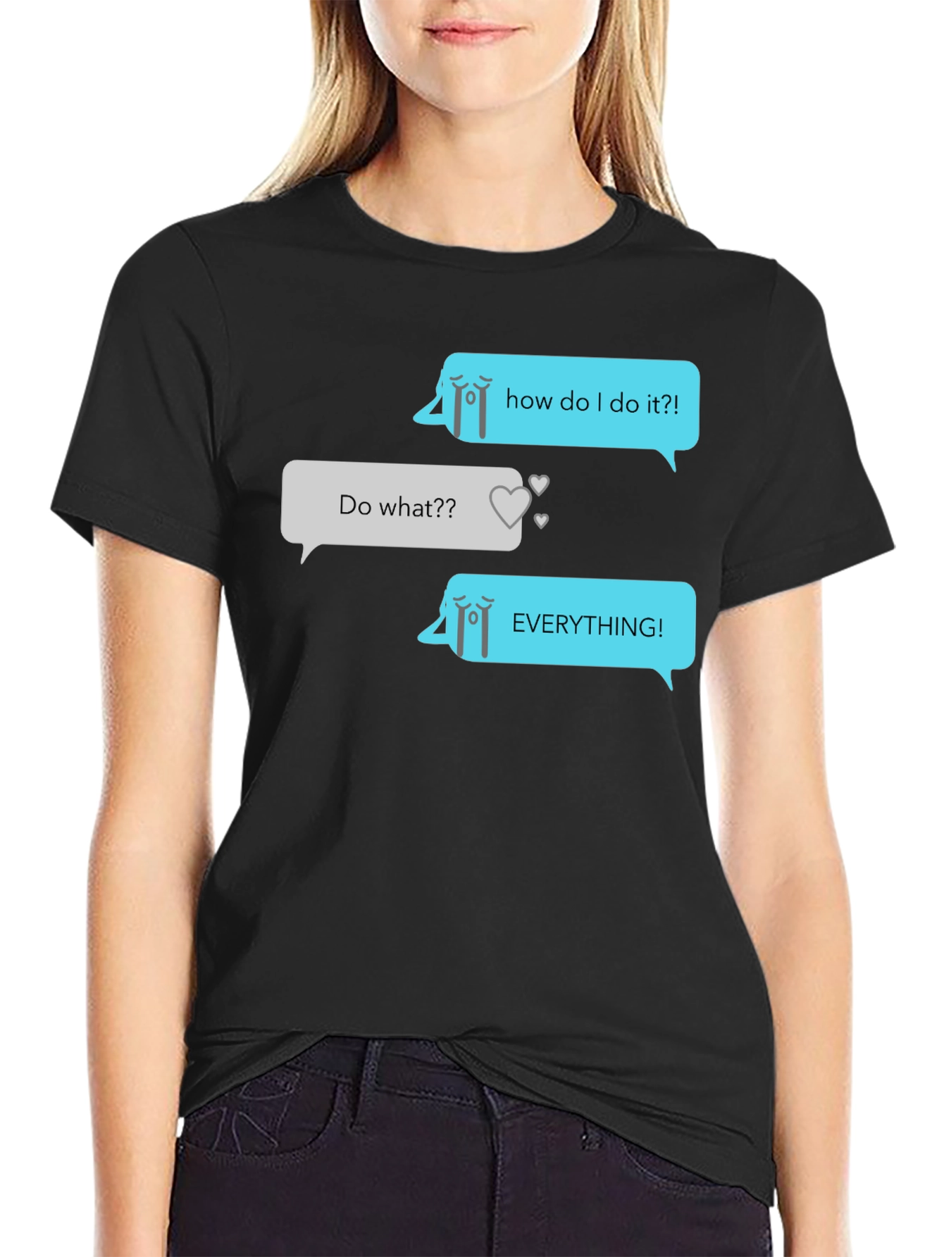 Black Humorous Graphic Texting T-Shirt view 2
