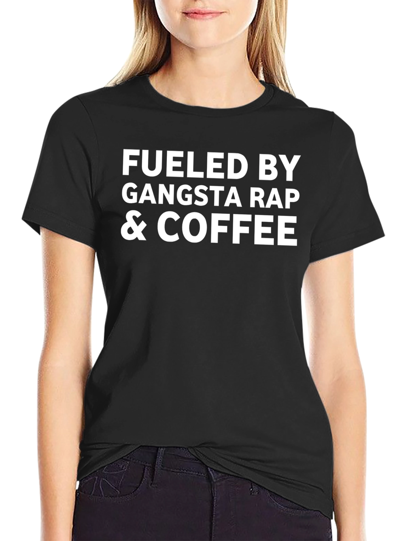 Black Fueled By Gangsta Rap & Coffee T-Shirt view 2