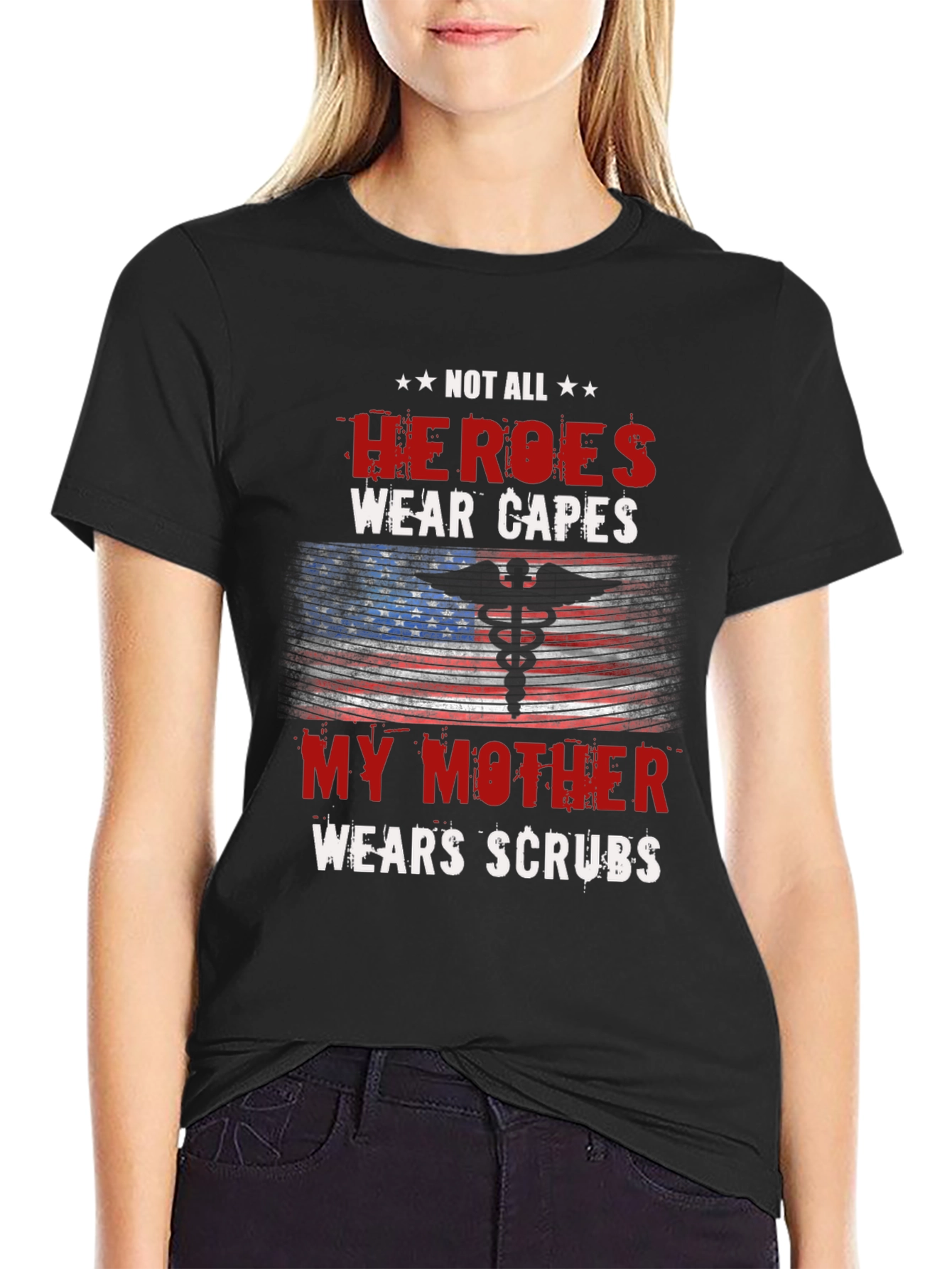 Black Hero Mother Nurse T-Shirt - Medical Scrubs Apparel view 2