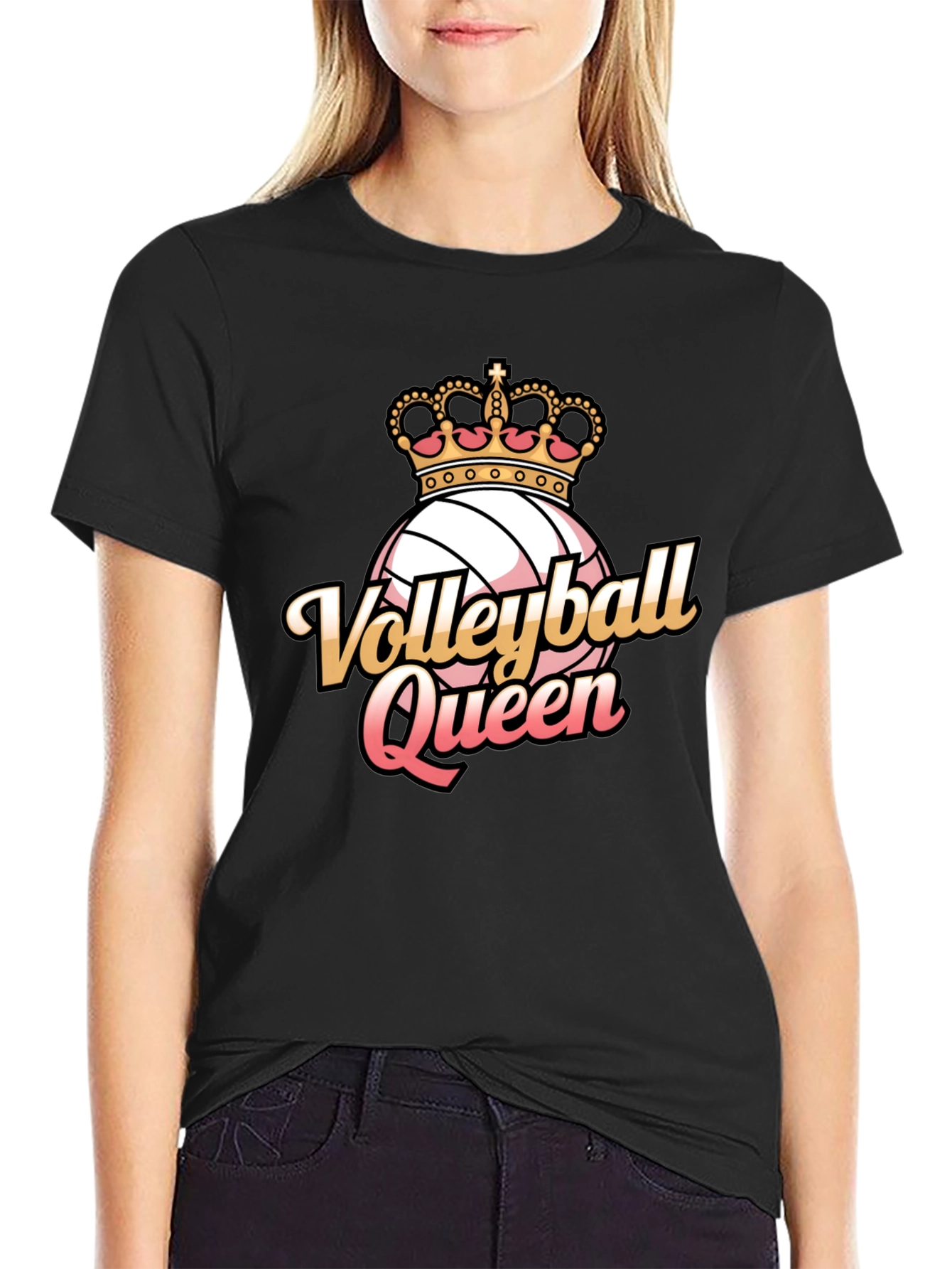 Black Volleyball Queen Graphic Tee view 2