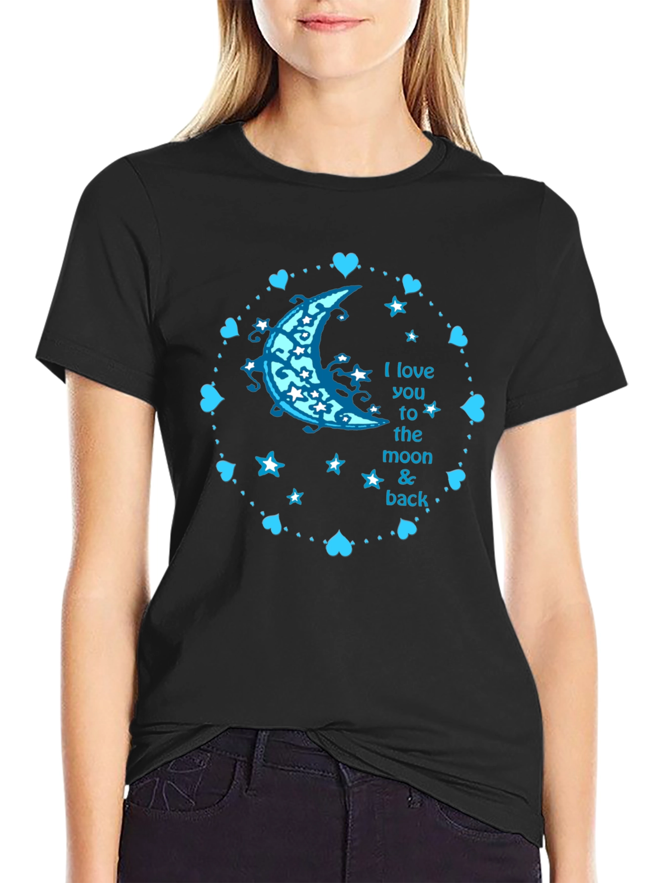 Black I Love You to the Moon & Back T-Shirt view 2