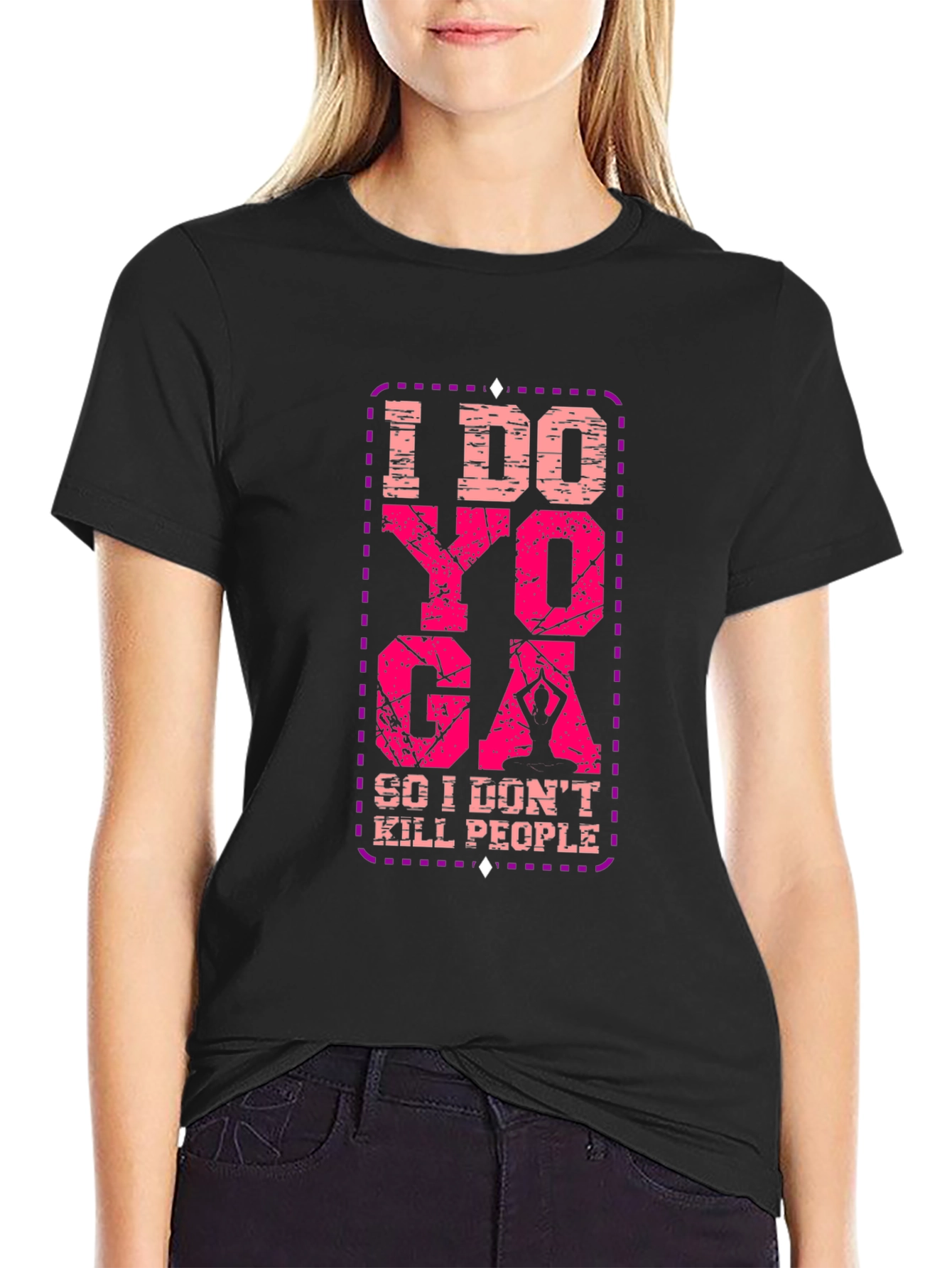 Black I Do Yoga So I Don't Kill People T-Shirt view 2