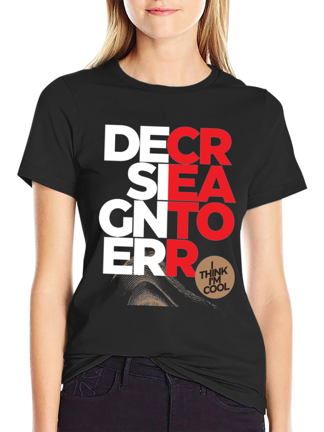 Black Designer Error Graphic Print T-Shirt view 2