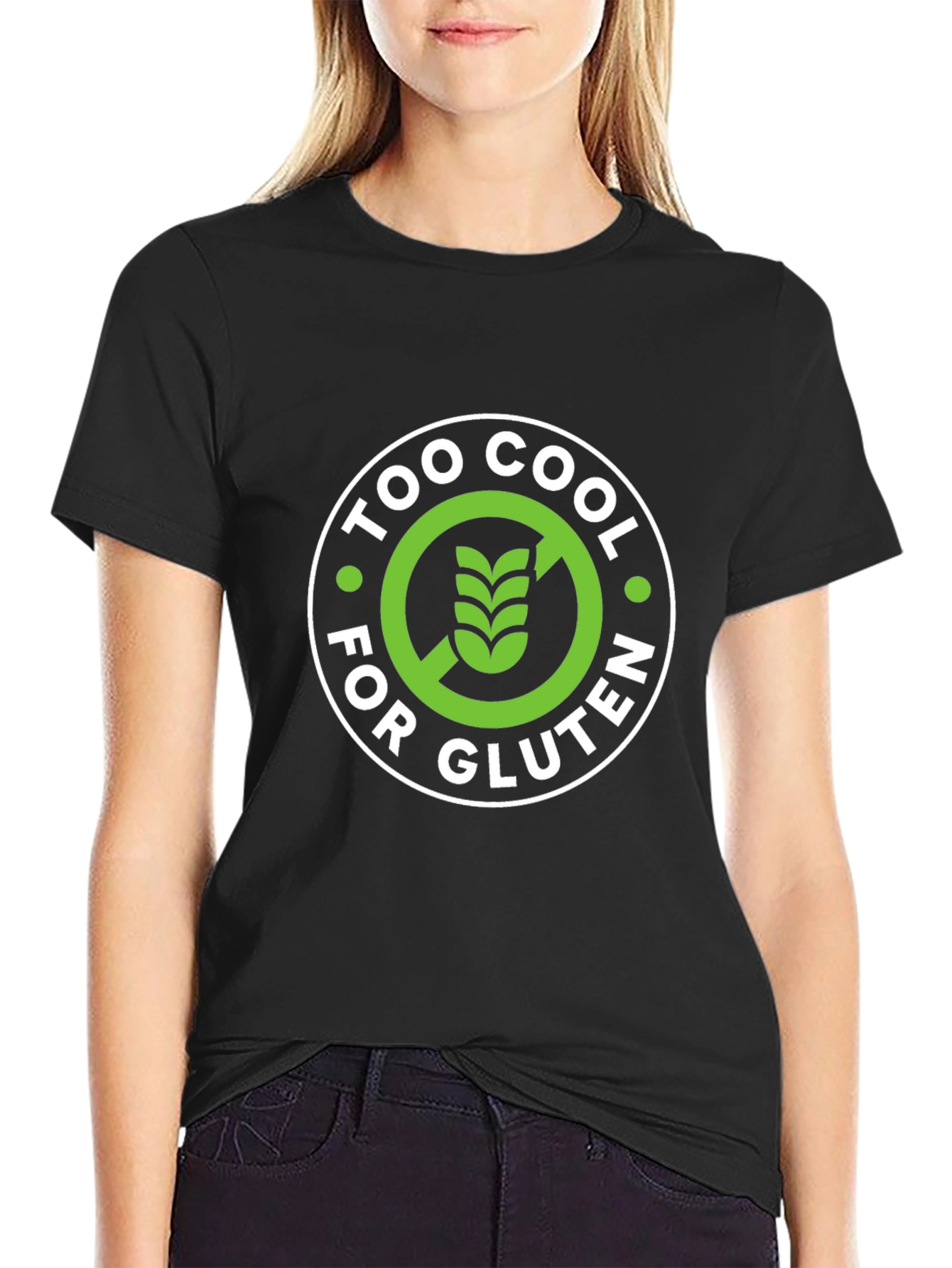 Black Too Cool for Gluten Black T-Shirt view 2