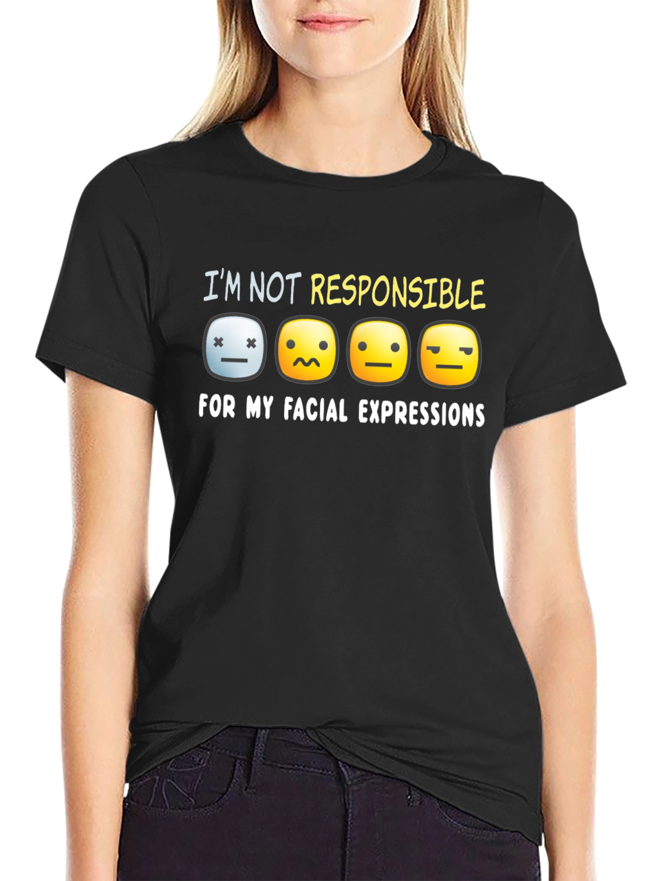 Black Expressive Moods Graphic T-Shirt view 2