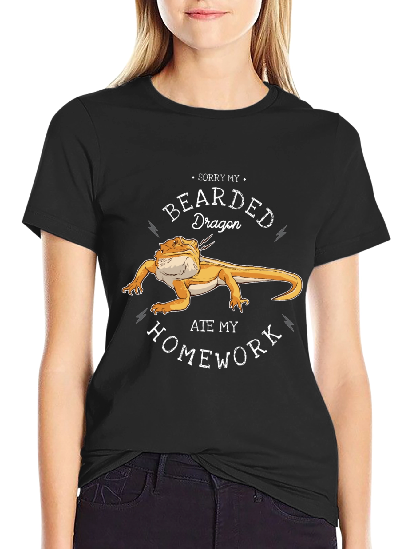 Black Bearded Dragon Ate My Homework T-Shirt view 2