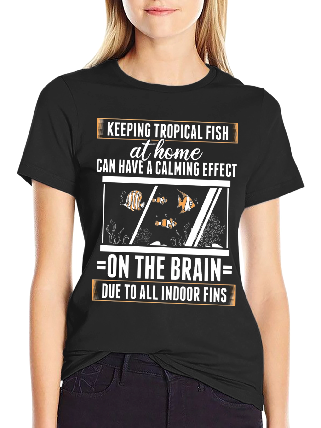 Black Tropical Fish Calming Effect Graphic Tee view 2