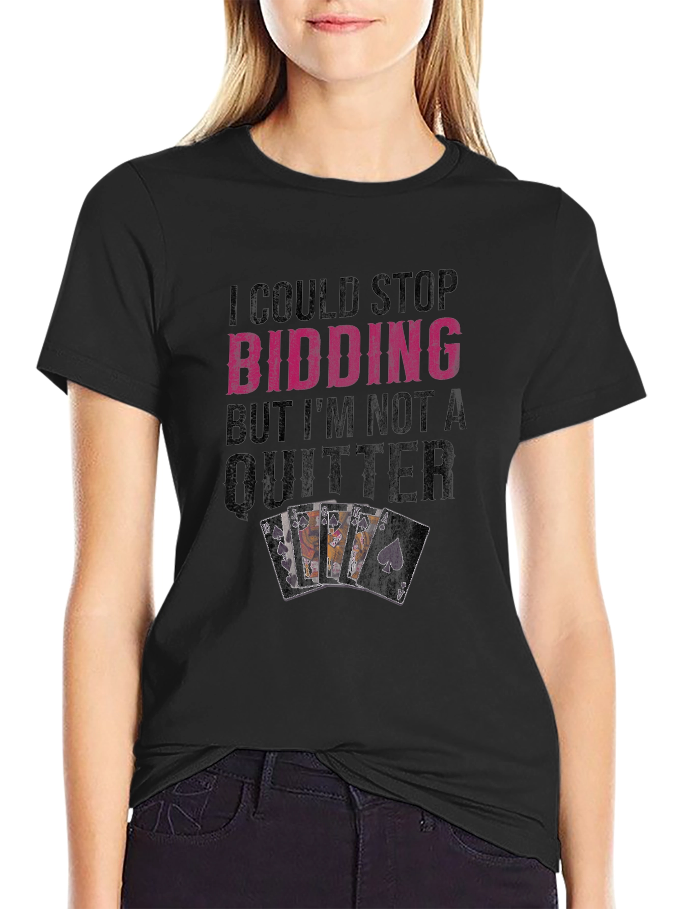 Black Bidding Not A Quitter Graphic T-Shirt view 2