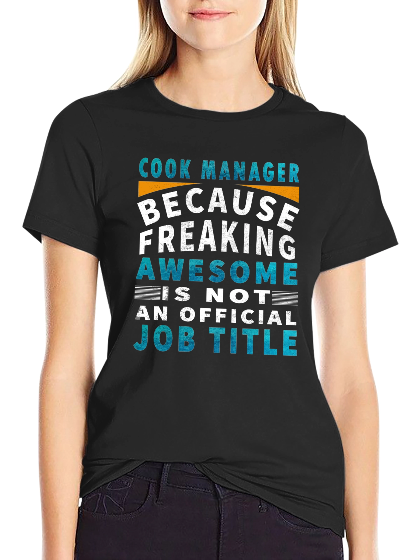 Black Cook Manager Awesome Job Title T-Shirt view 2
