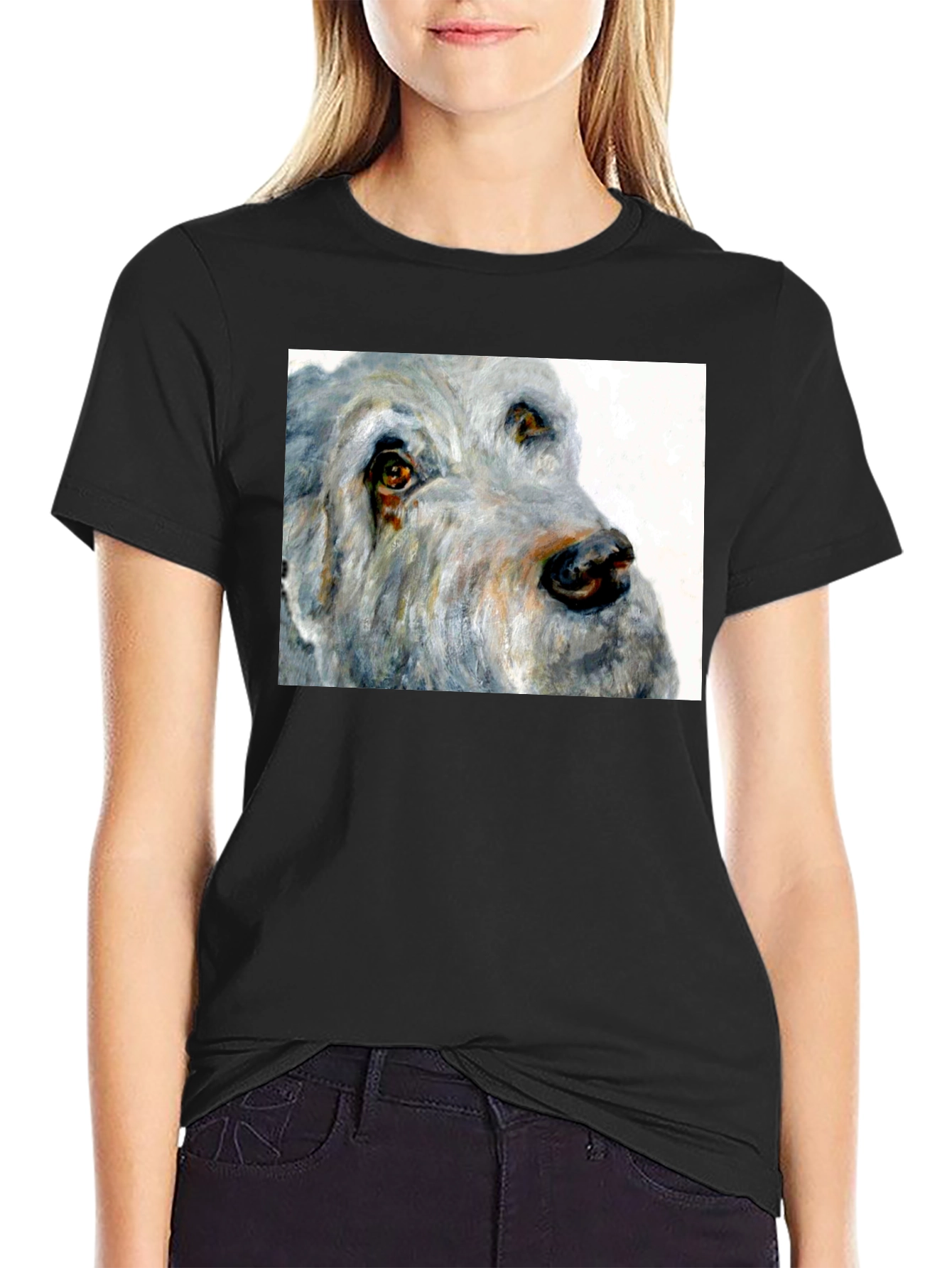 Black Dog Portrait Black T-Shirt view 2
