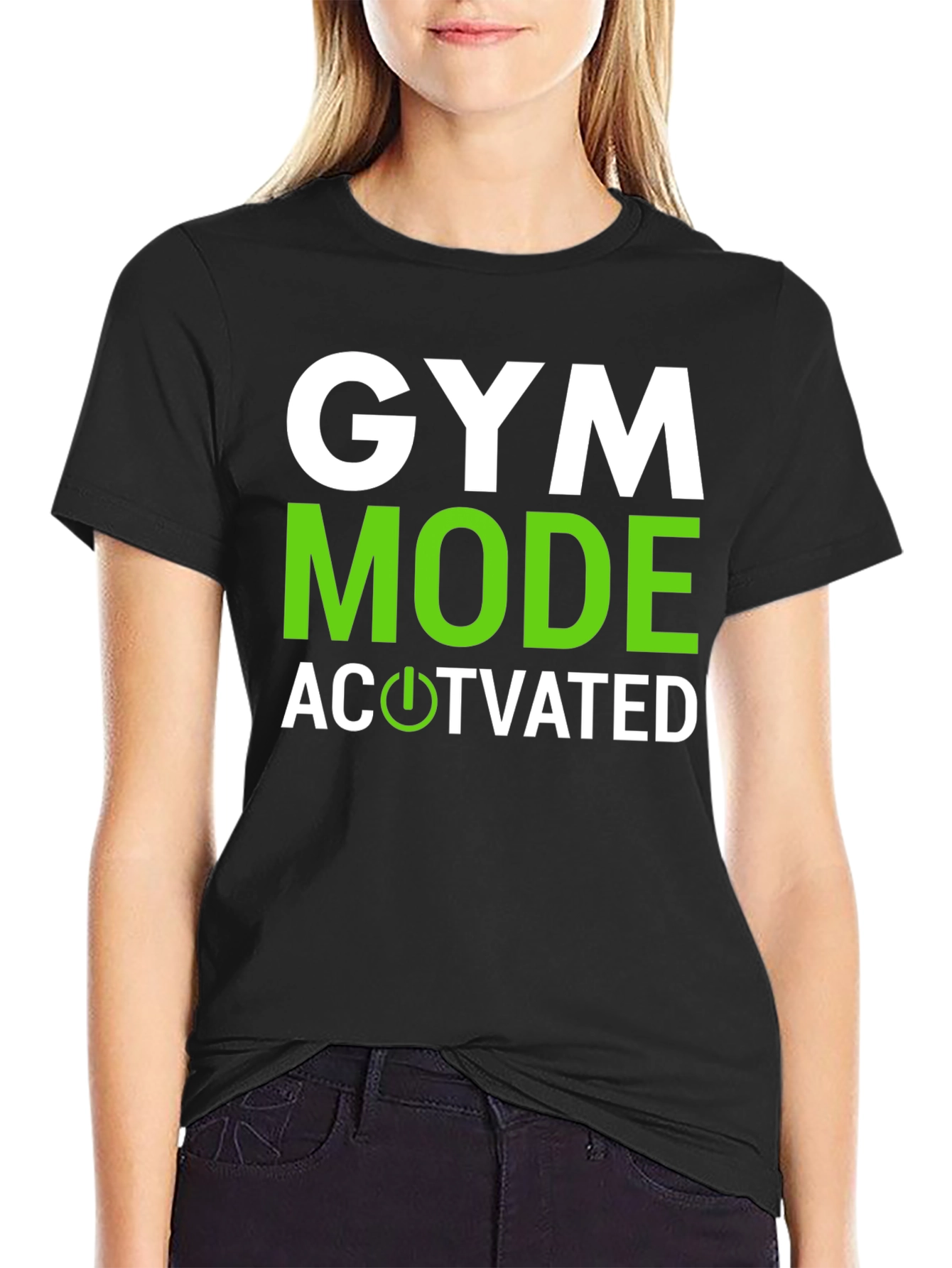 Black Gym Mode Activated Graphic Tee - Black Cotton view 2