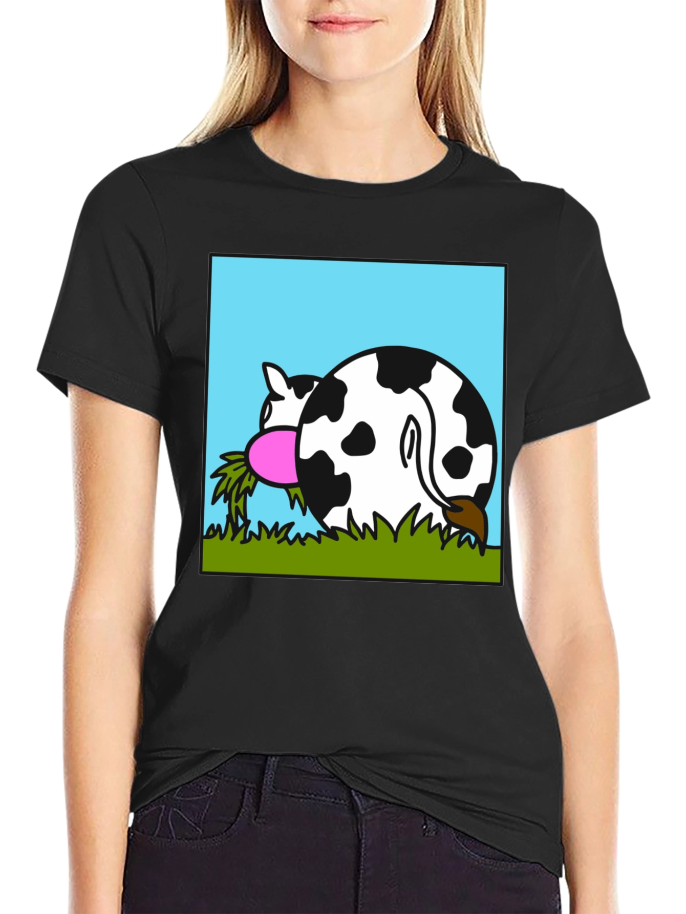 Black Funny Cow Butt T-Shirt - Black view 2