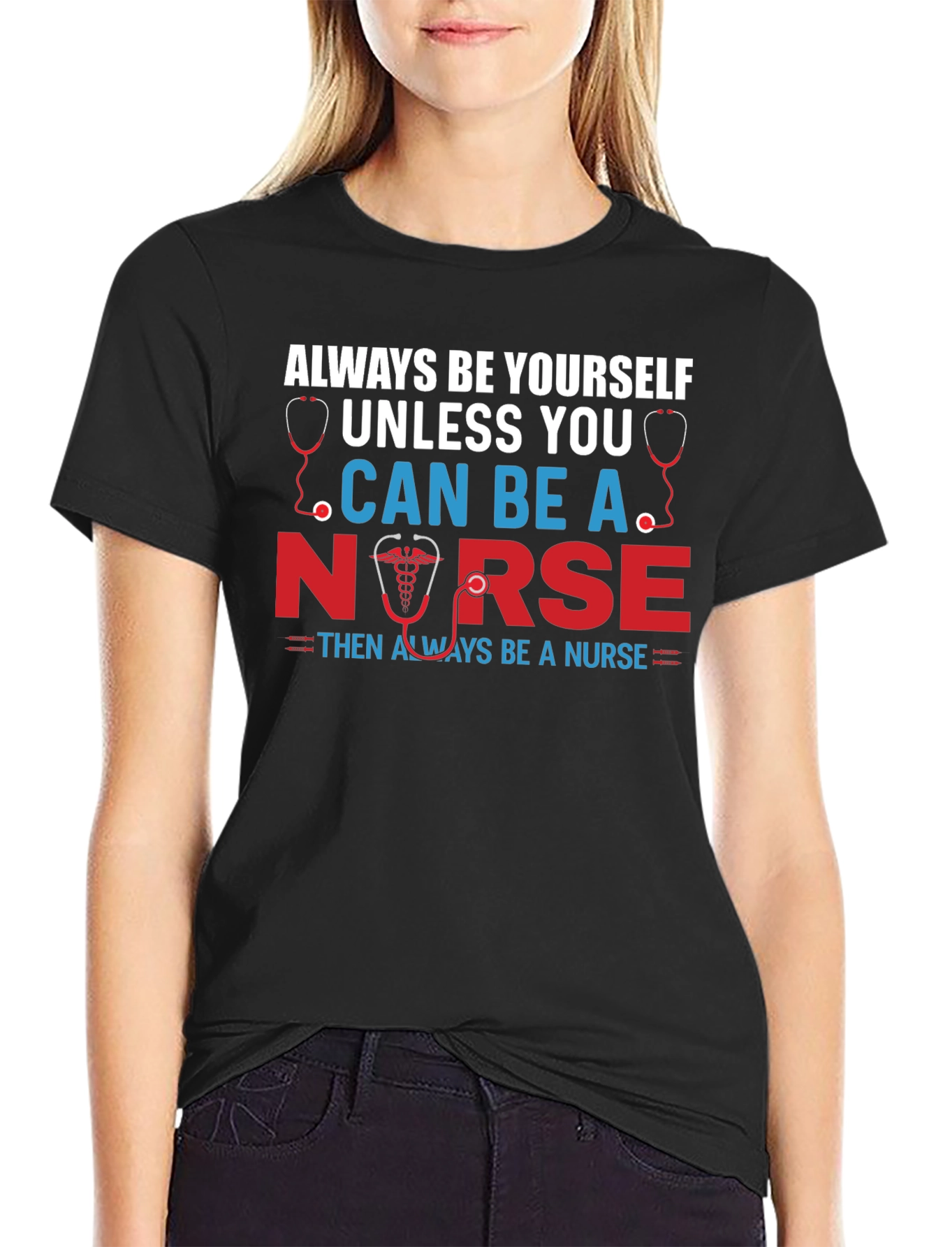 Black Always Be Yourself Nurse Graphic T-Shirt view 2
