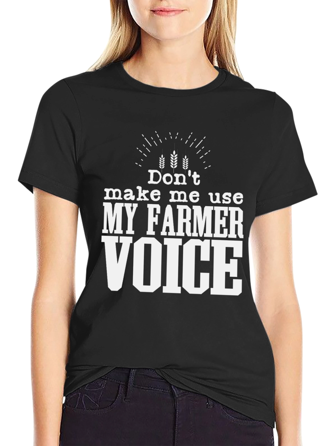 Black Funny Farmer Voice T-Shirt - Unisex view 2