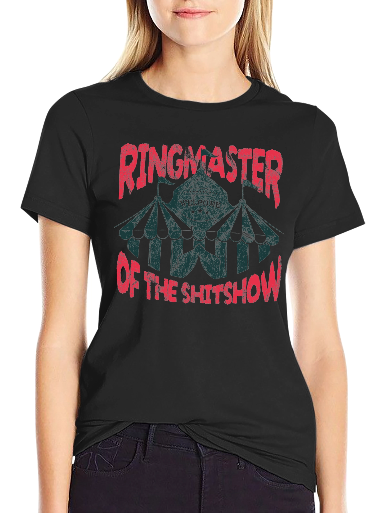 Black Ringmaster of the Shitshow Black Graphic T-Shirt view 2