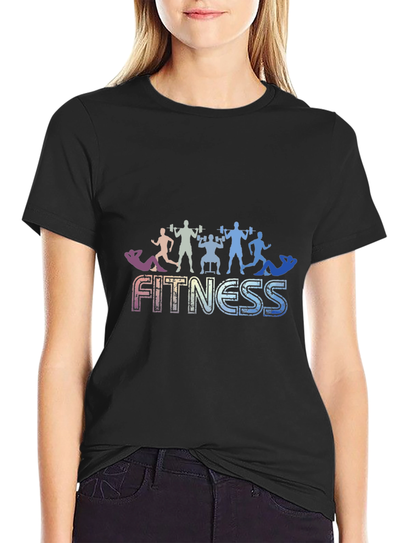 Black Fitness Graphic Black T-Shirt view 2