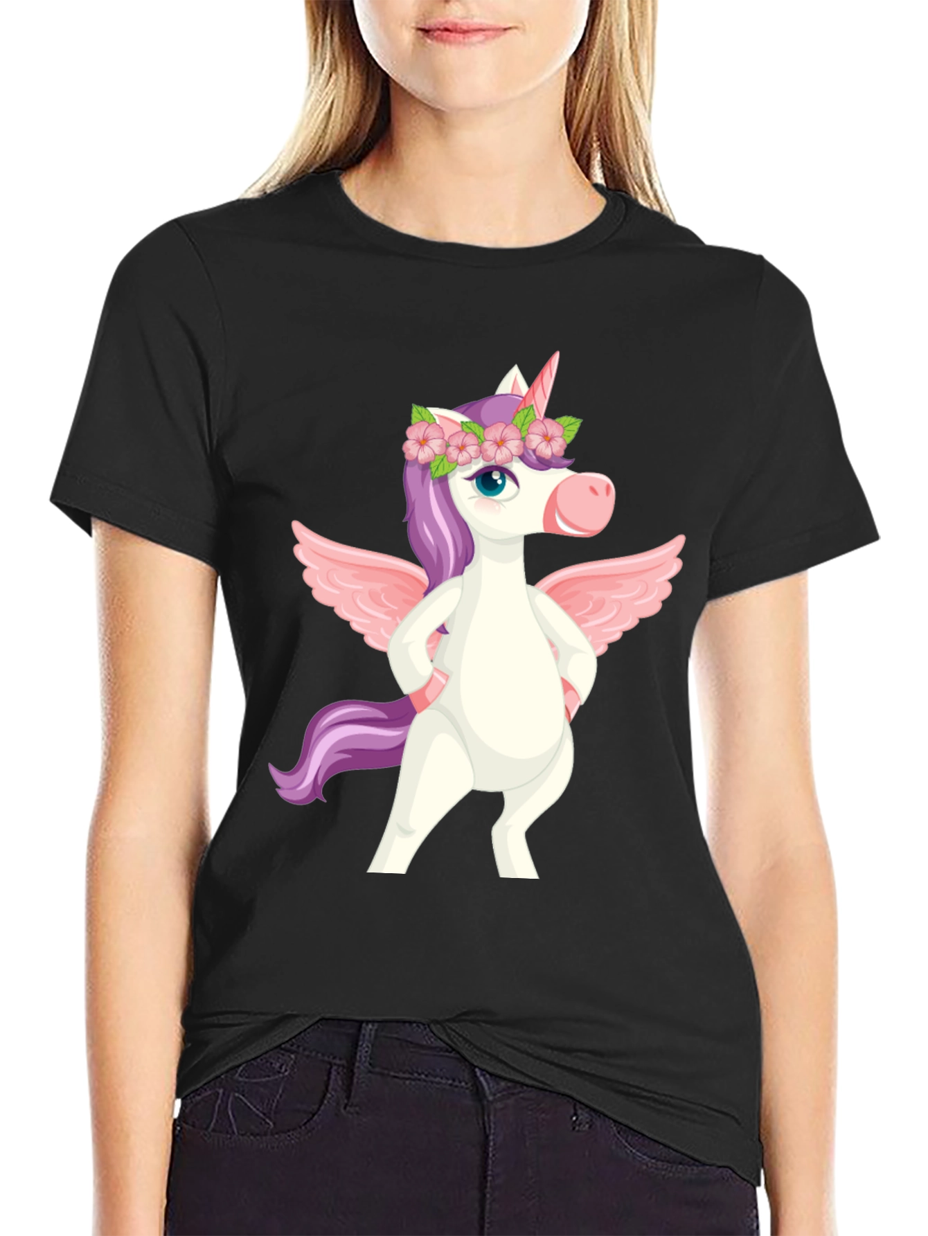 Black Unicorn Pegasus Graphic Tee - Men's Black T-Shirt view 2