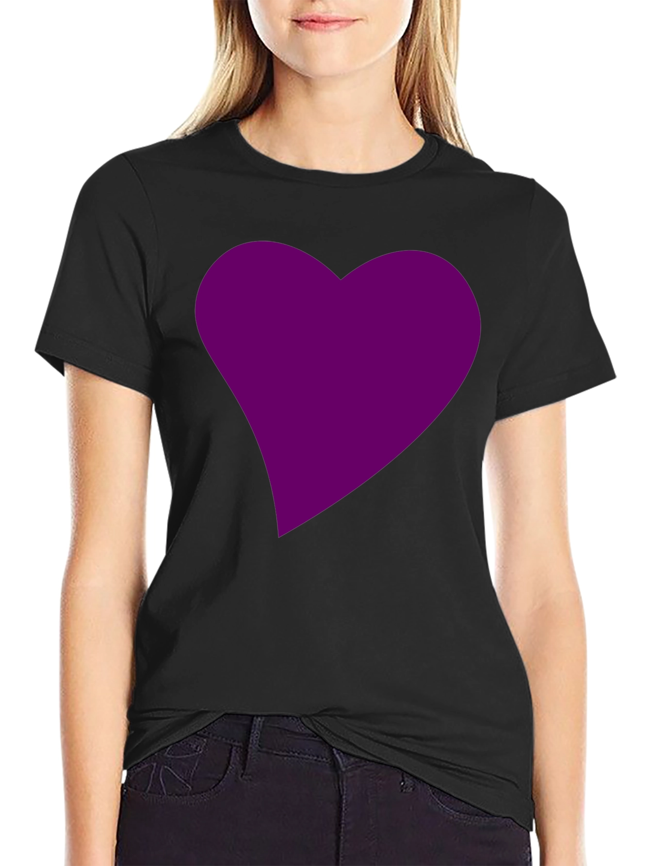Black Heart Graphic Tee - Black Cotton Blend Casual Wear view 2