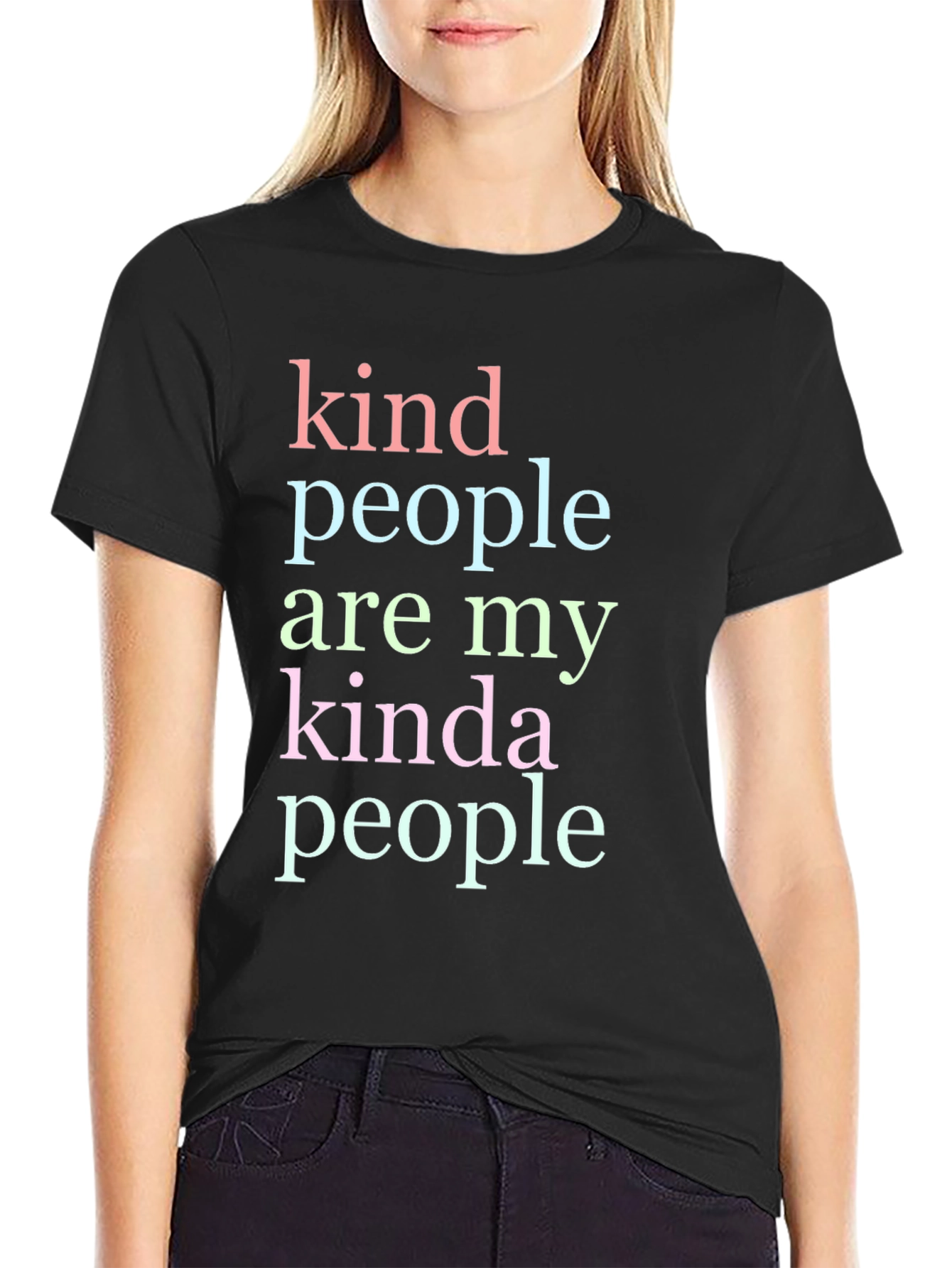 Black Kind People T-Shirt - Soft Cotton Tee view 2