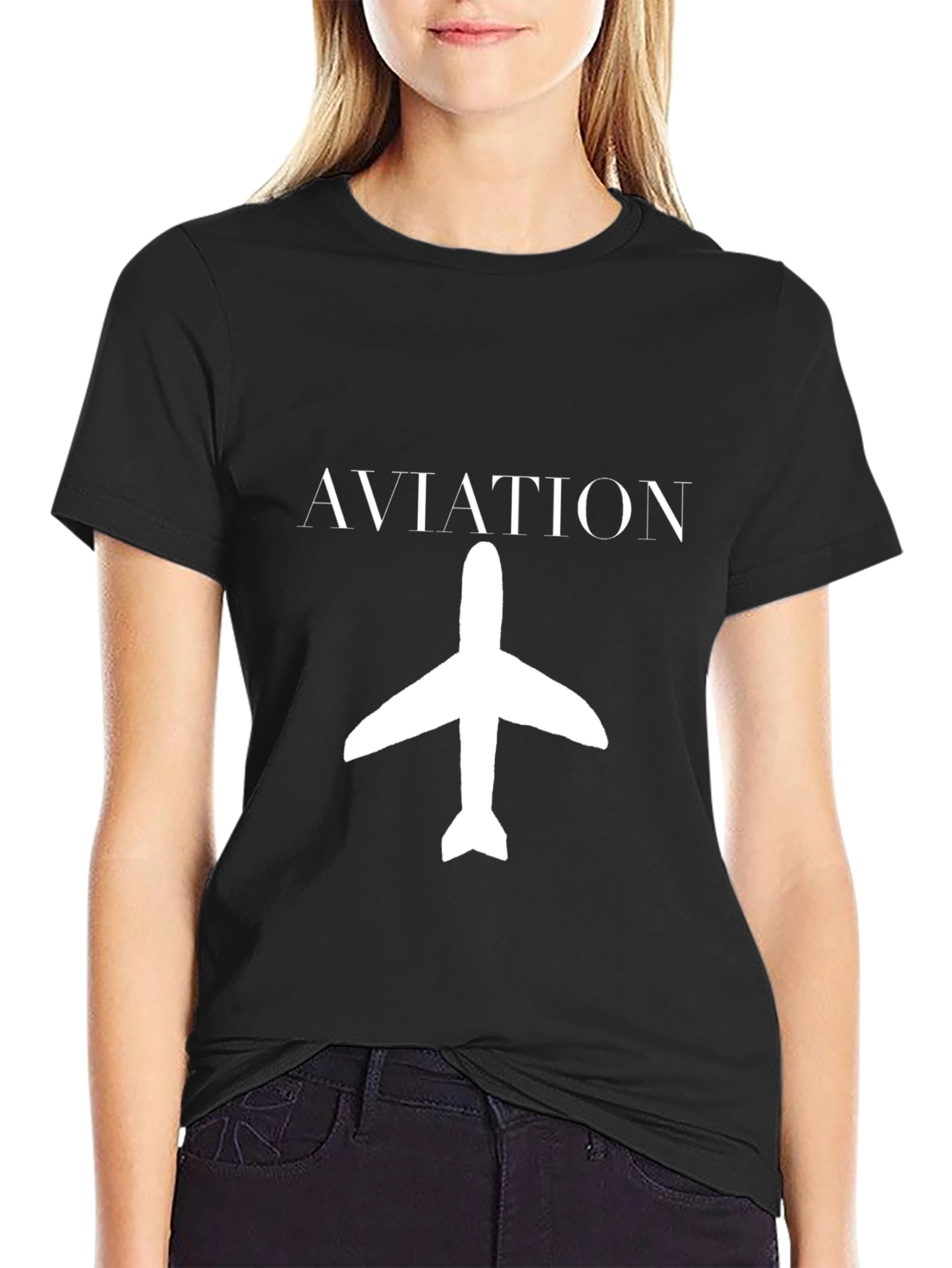 Aviation Airplane Graphic Black T-Shirt - 2