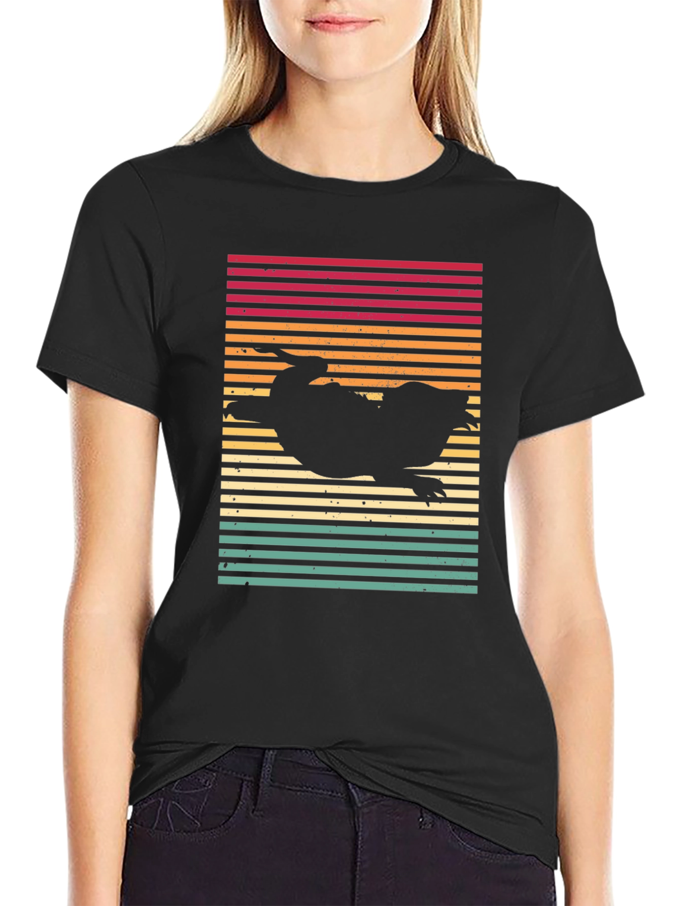 Black Retro Platypus T-Shirt - Sunset Style view 2