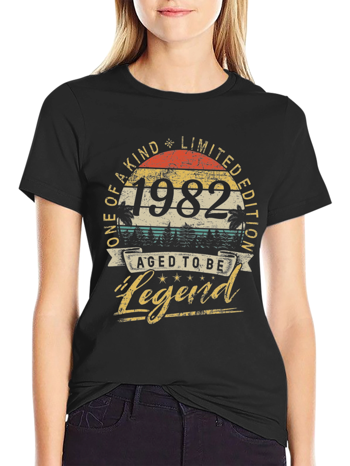 Black Aged to be Legend 1982 Graphic T-Shirt view 2