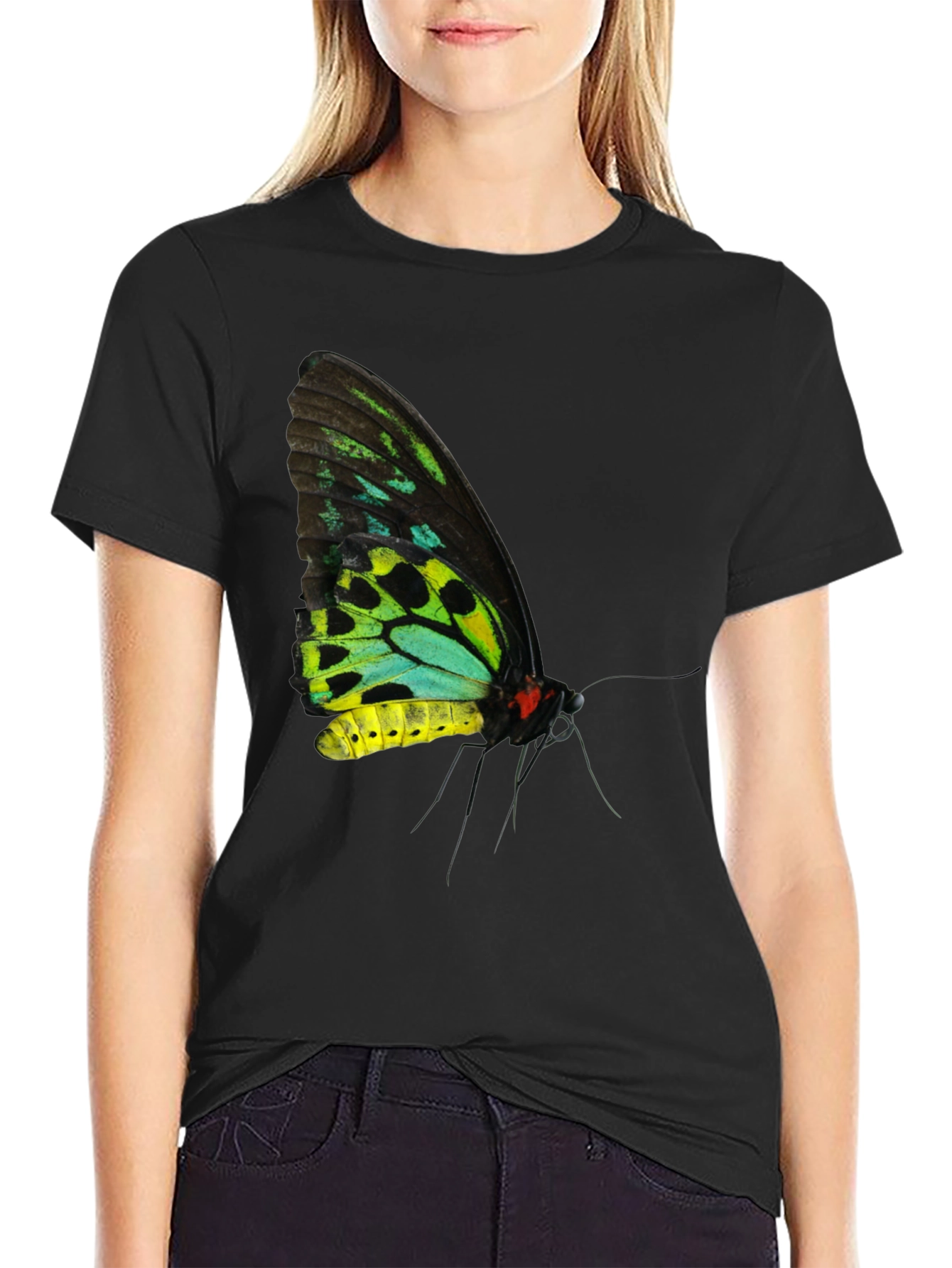 Black Butterfly Graphic Black T-Shirt view 2